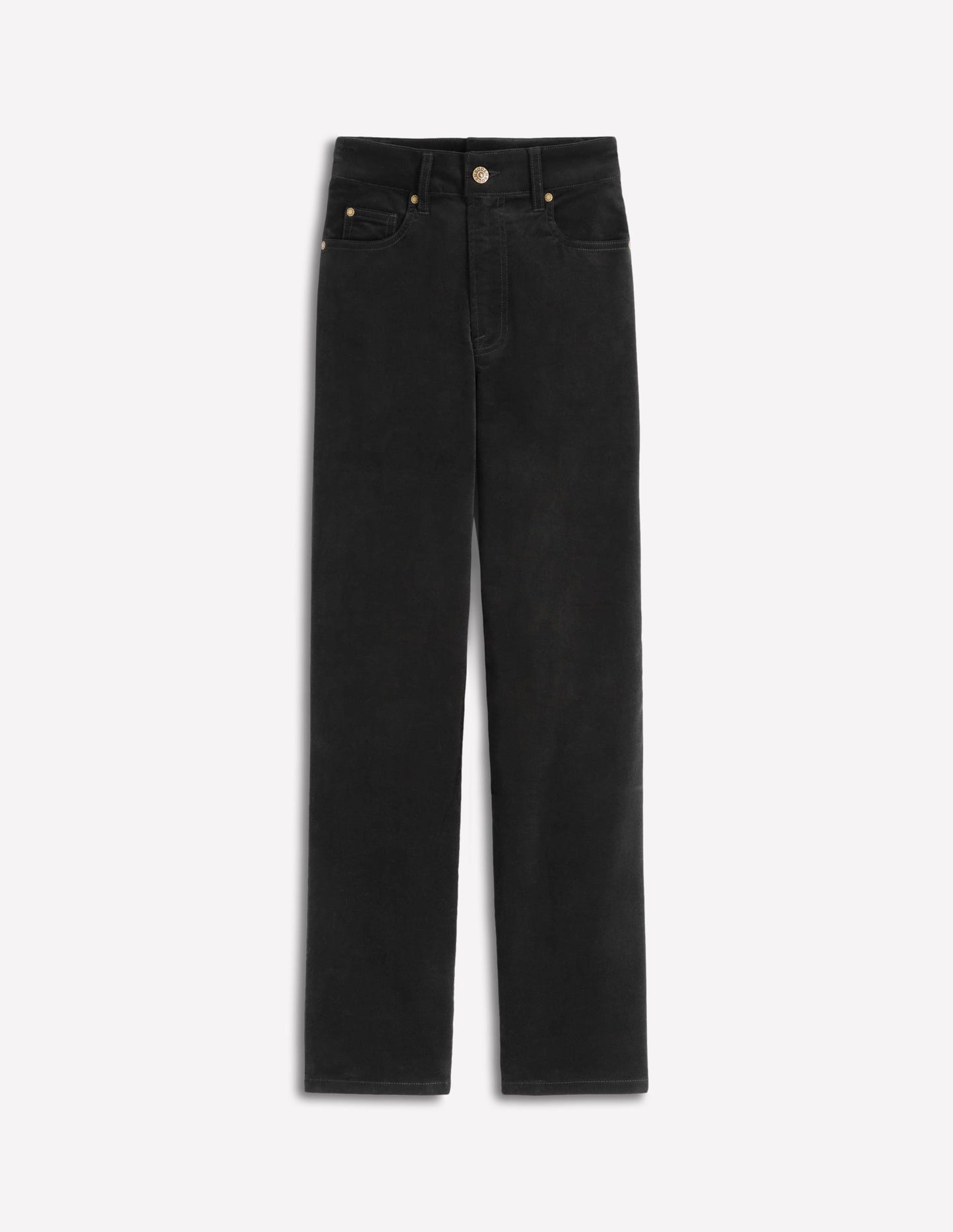 Jeans aus Veloursamt mit geradem Bein-Schwarz