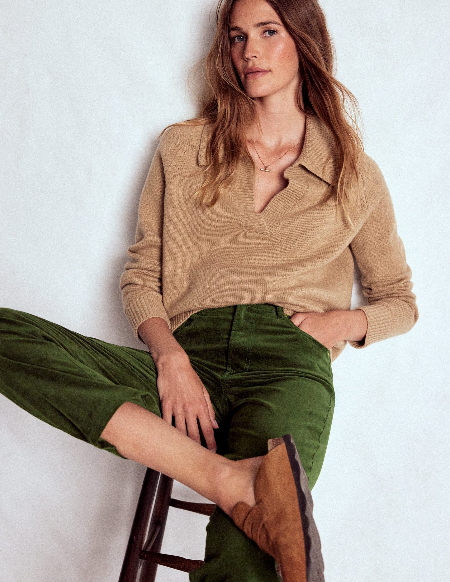 Velveteen Straight Jeans-Forest Glade