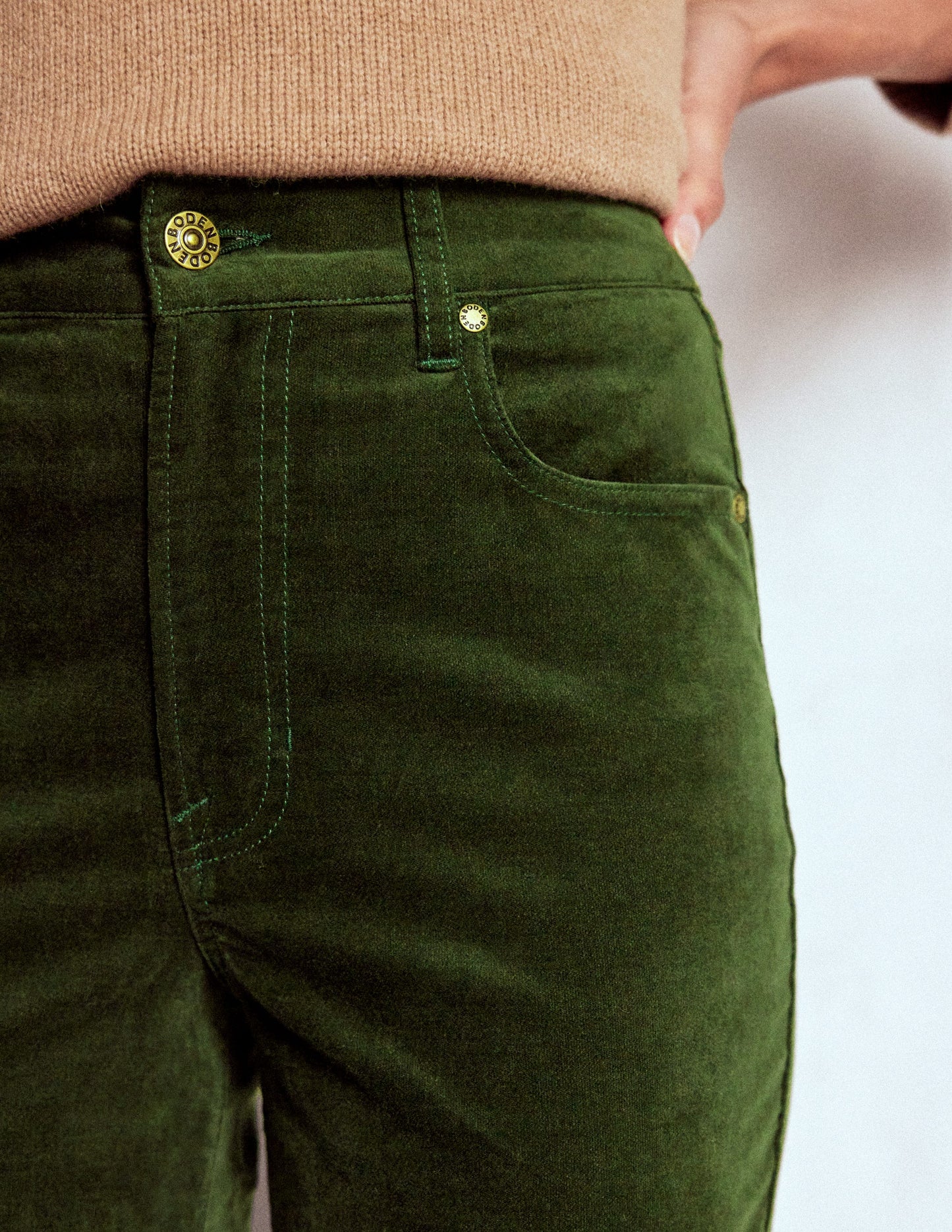 Velveteen Straight Jeans-Forest Glade