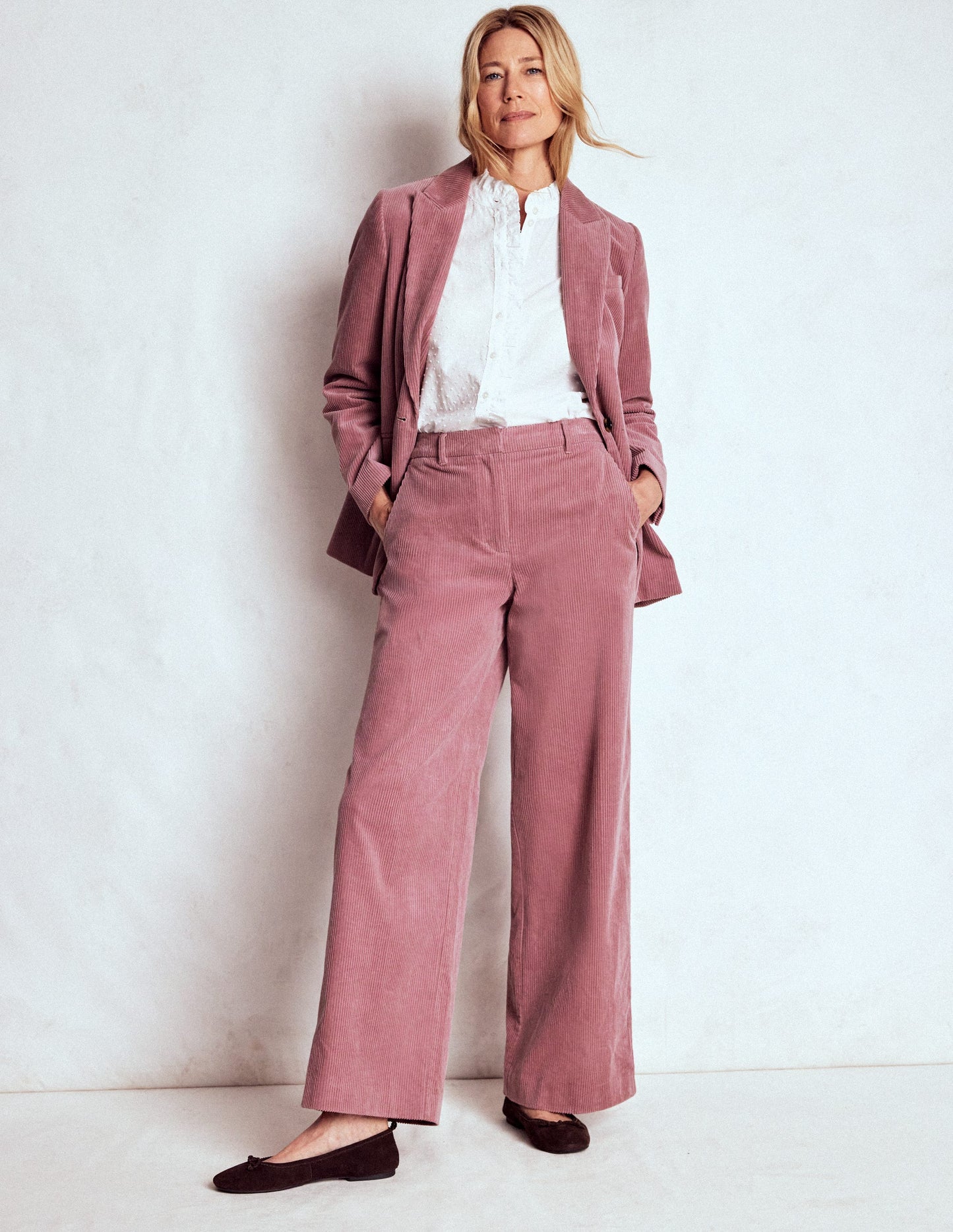 Pantalon Belgravia en velours côtelé-Bruyère rose