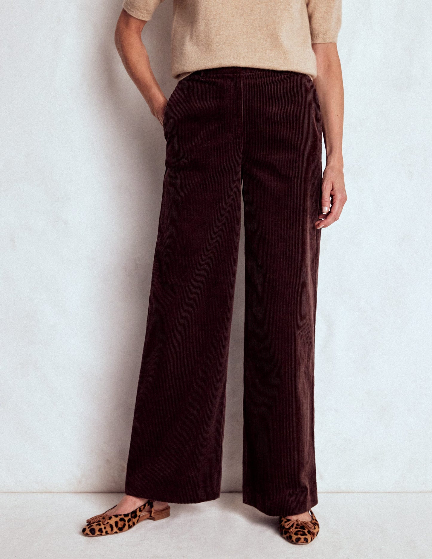 Pantalon Belgravia en velours côtelé-Aubergine profond