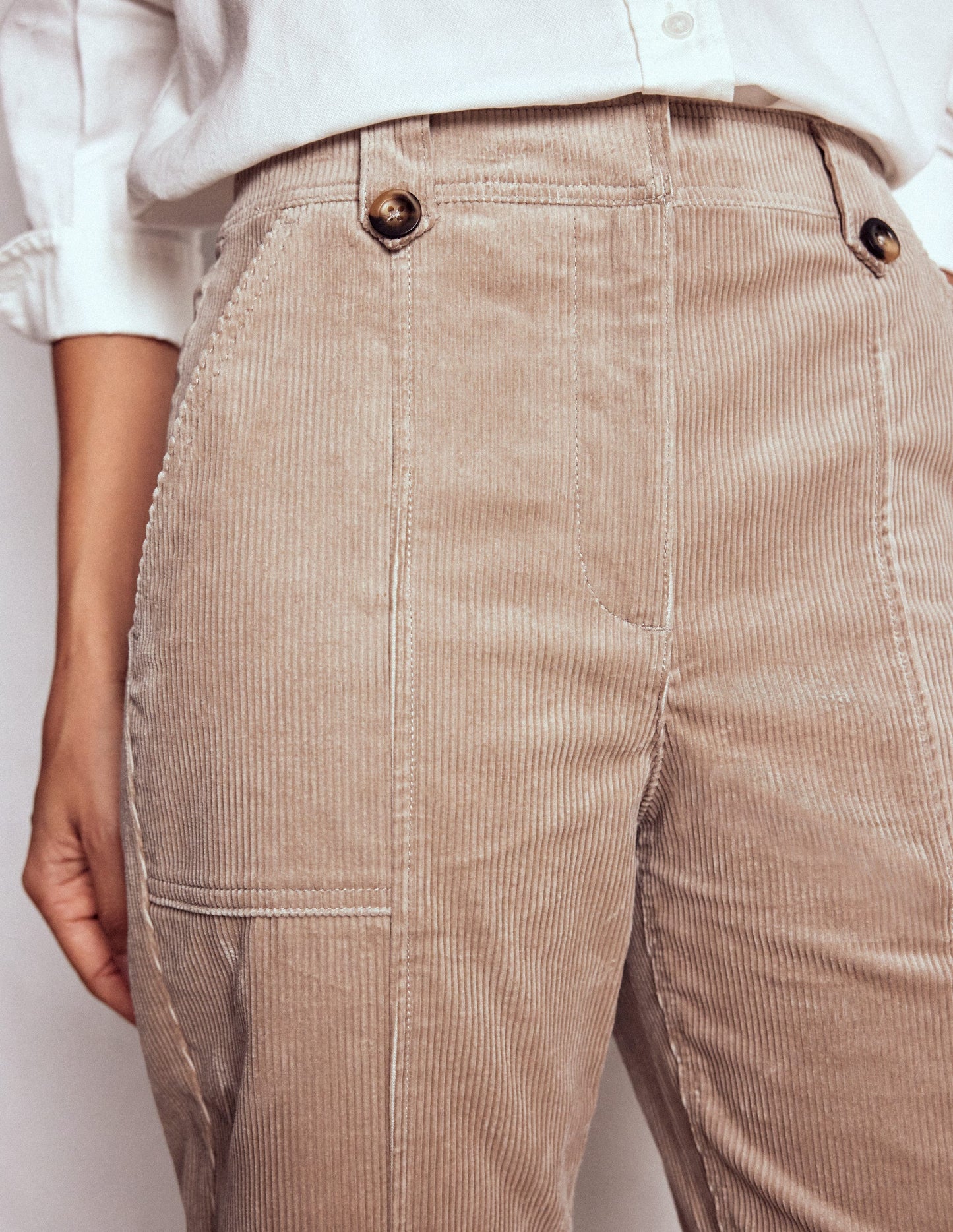 Pantalon Pimlico en velours côtelé-Muscade
