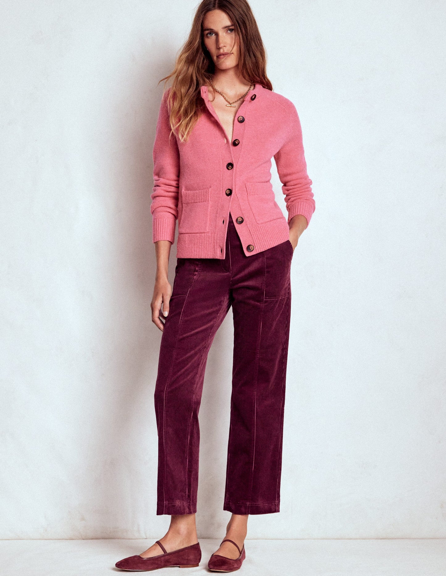 Pantalon Pimlico en velours côtelé-Glycine profond