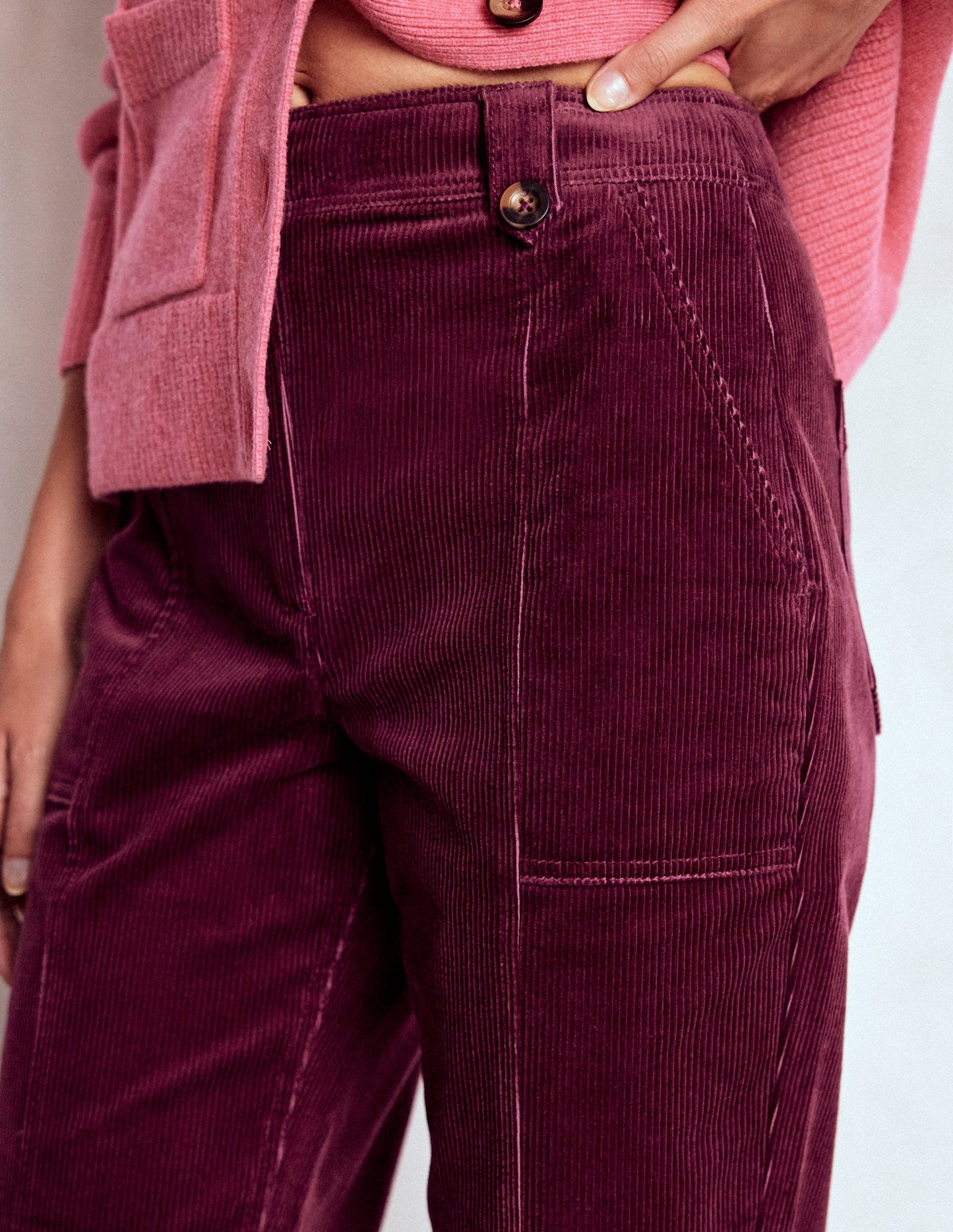 Pantalon Pimlico en velours côtelé-Glycine profond