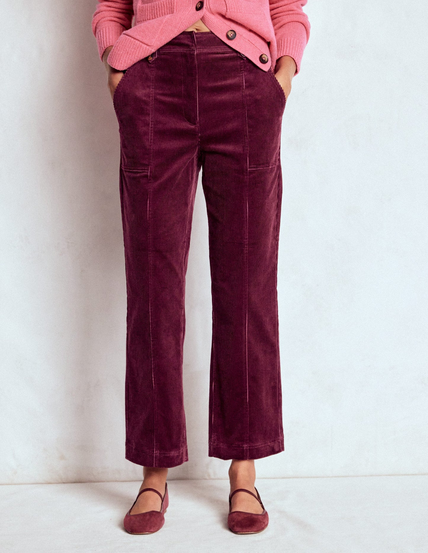 Pantalon Pimlico en velours côtelé-Glycine profond