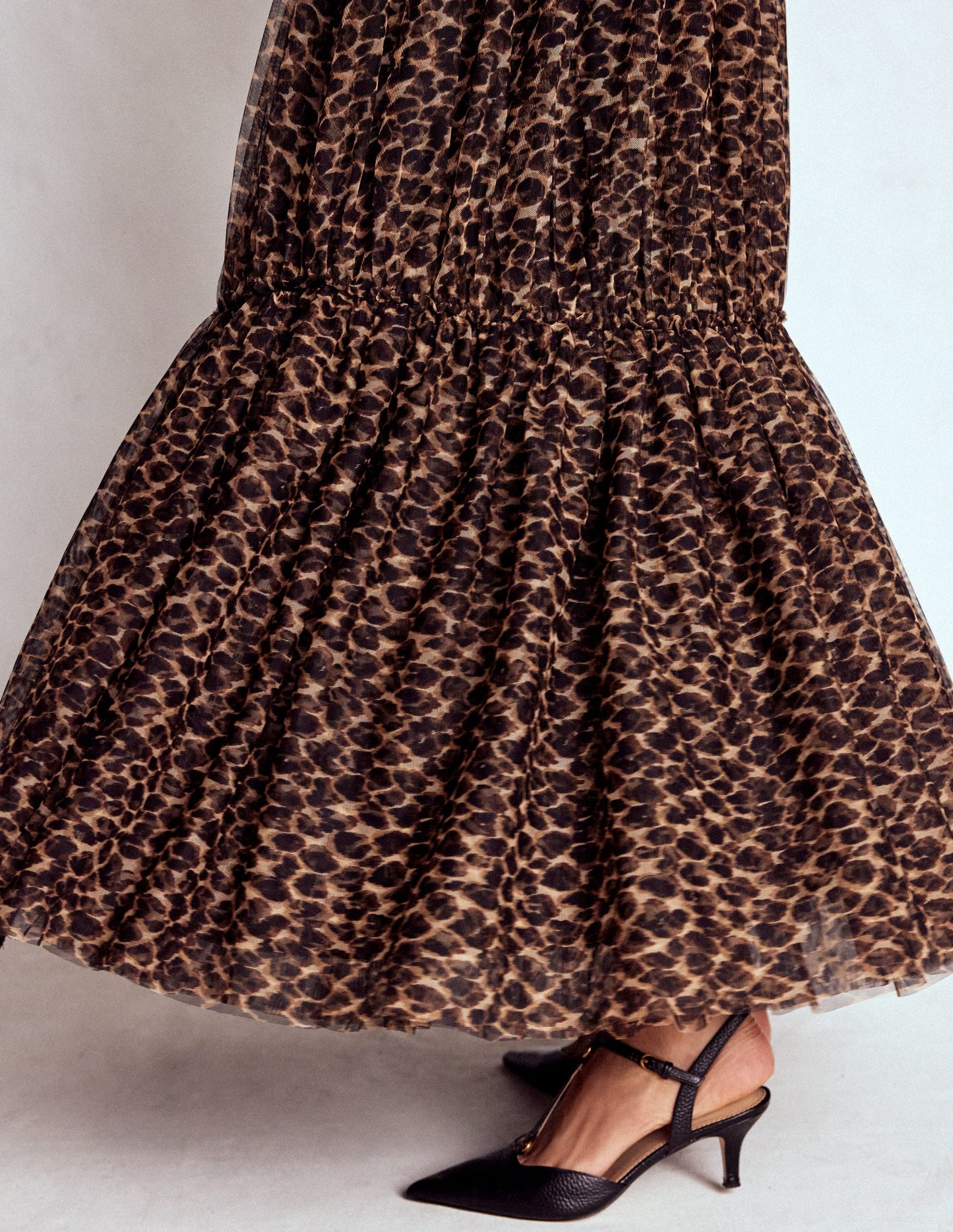 Jupe midi Anna en tulle-Cœurs folk rouge rockabilly
