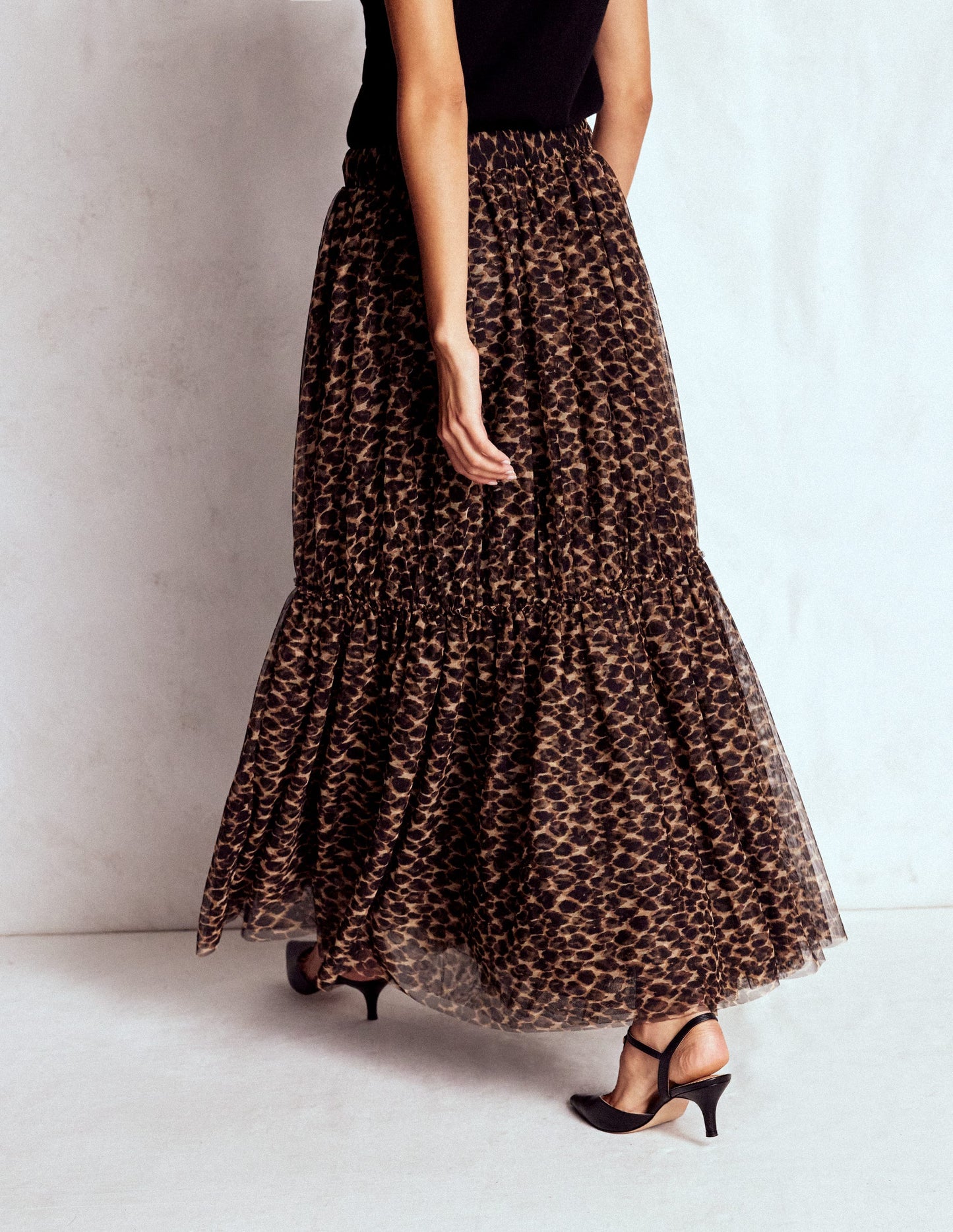 Jupe midi Anna en tulle-Cœurs folk rouge rockabilly