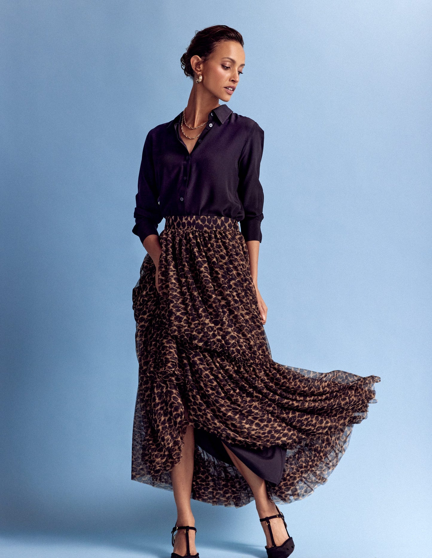 Anna Tüll-Midirock-Mohair, Leopardenmuster