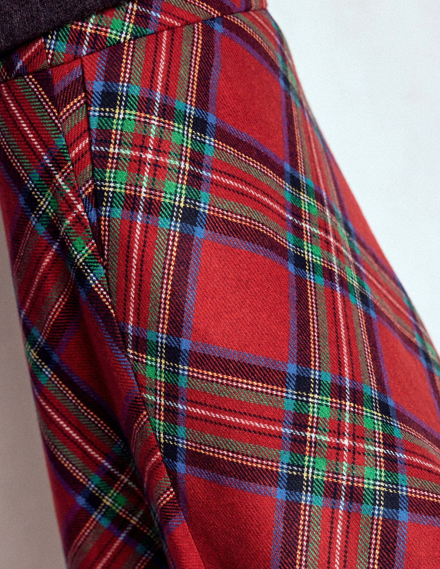 Jupe midi Hayley en laine-Carreaux rouges, bleus et verts