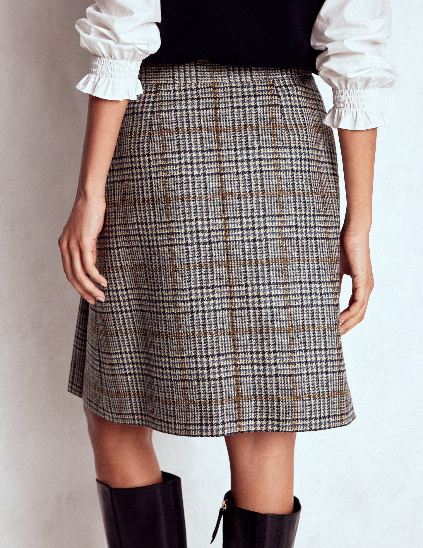Helen Wool Kilt Skirt-Blue, Grey Prince of Wales