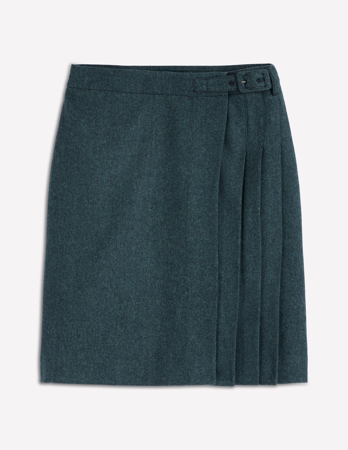 Helen Wool Kilt Skirt-Green Herringbone