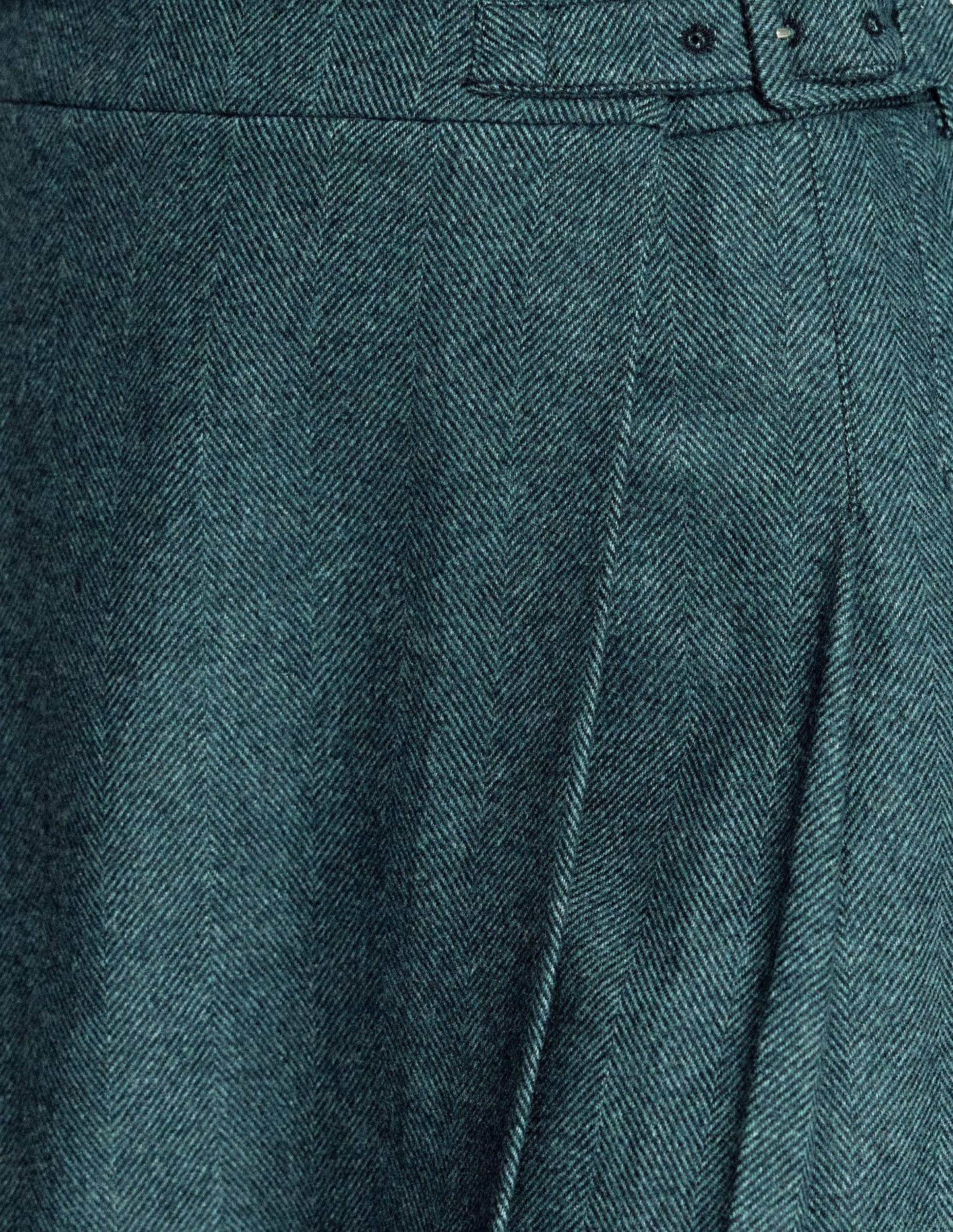 Helen Wool Kilt Skirt-Green Herringbone