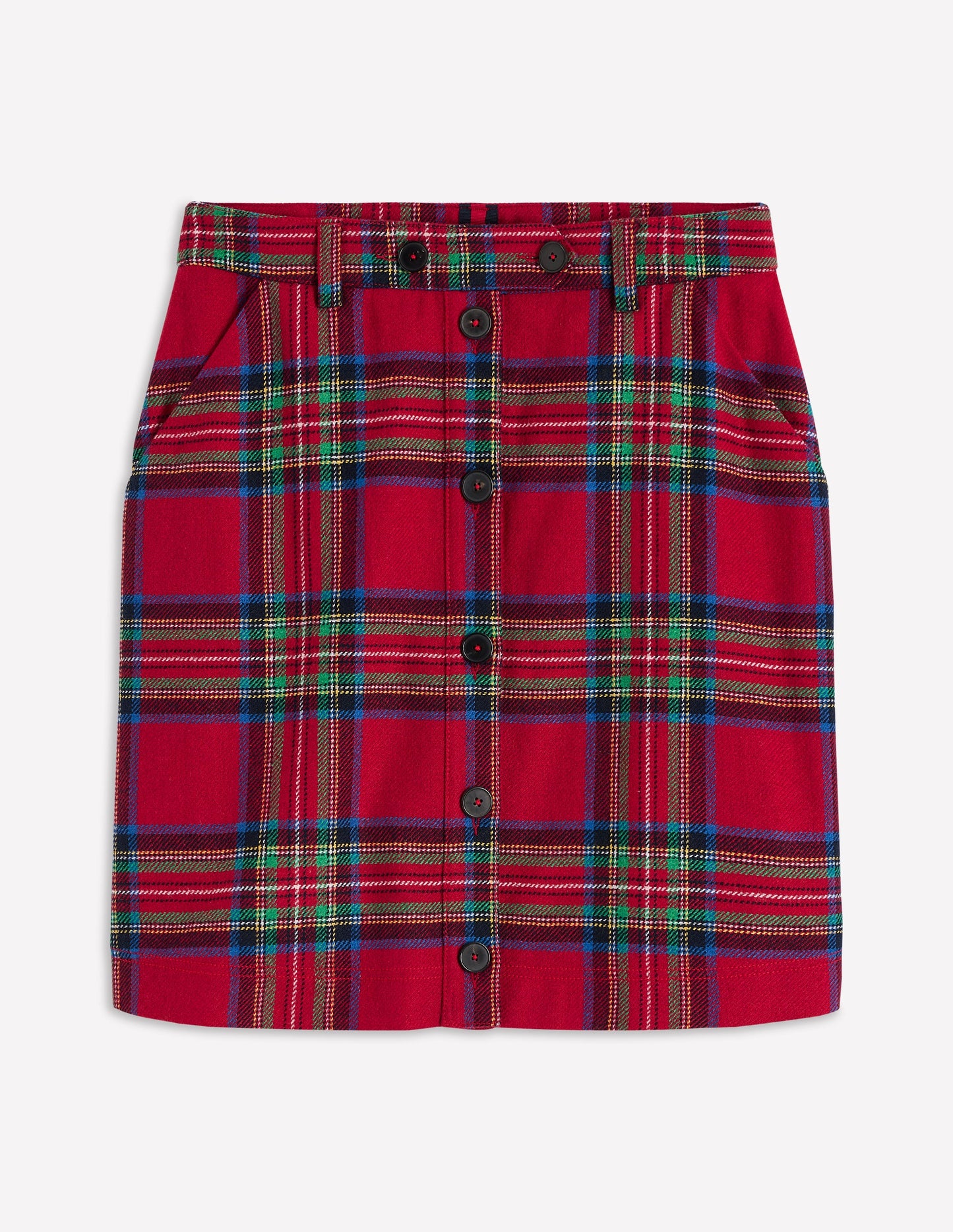 Jupe Cecelia en laine-Carreaux rouges, bleus et verts