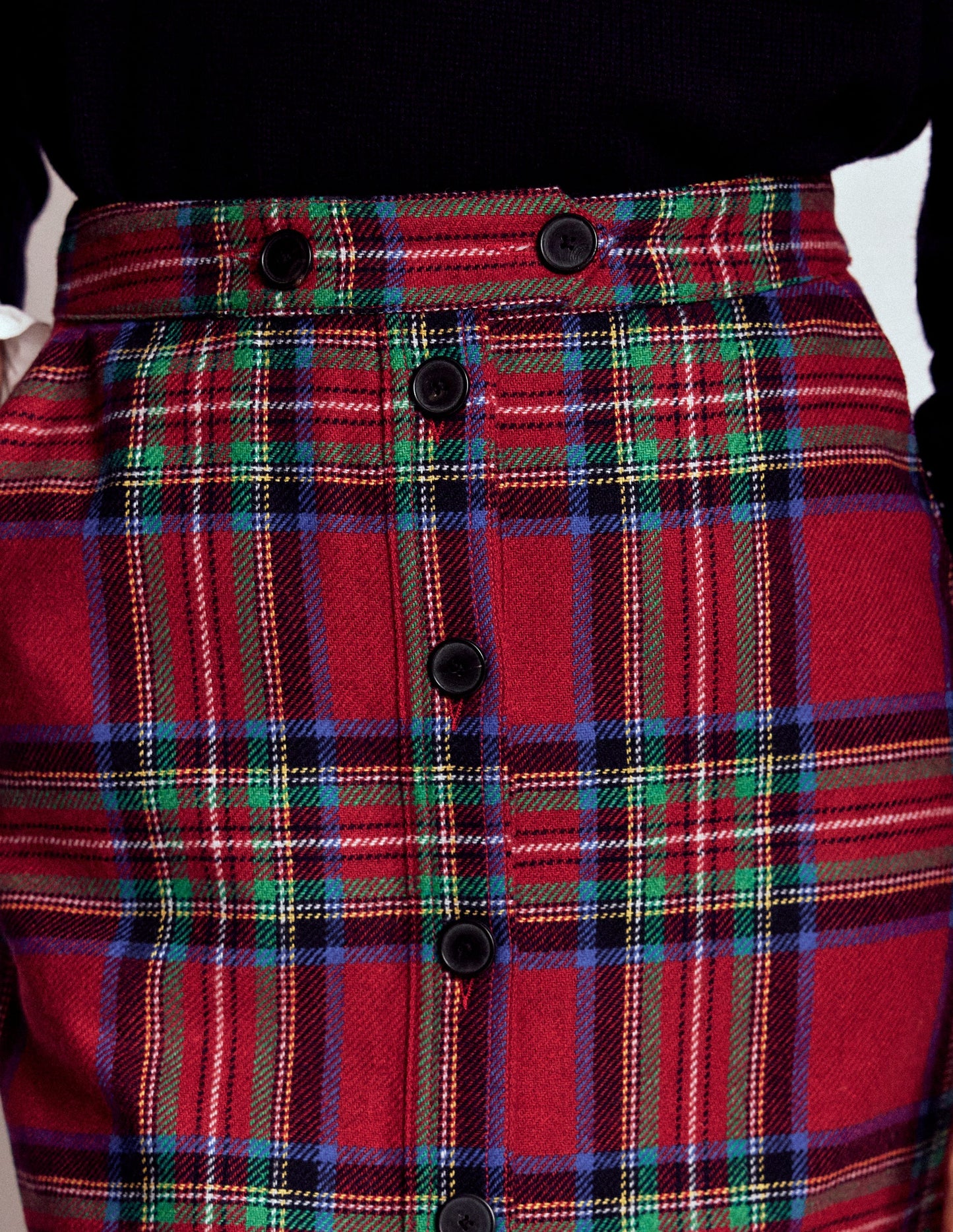Jupe Cecelia en laine-Carreaux rouges, bleus et verts