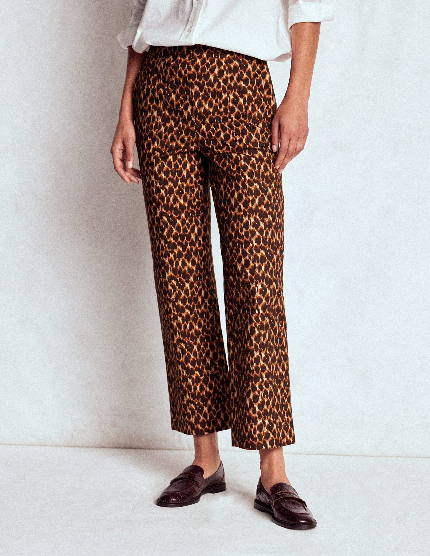Elegante 7/8-Hose-Bunt, Abstraktes Leopardenmuster