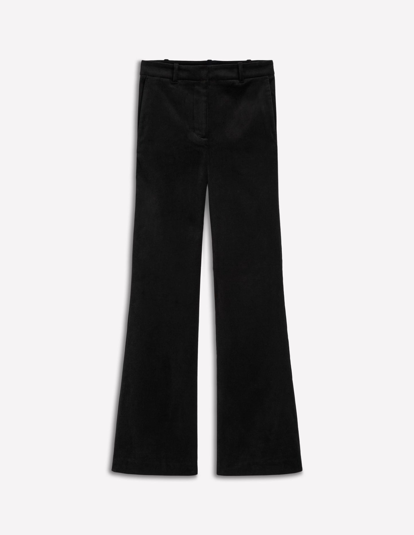 Taillierte Samthose mit Schlag-Schwarz