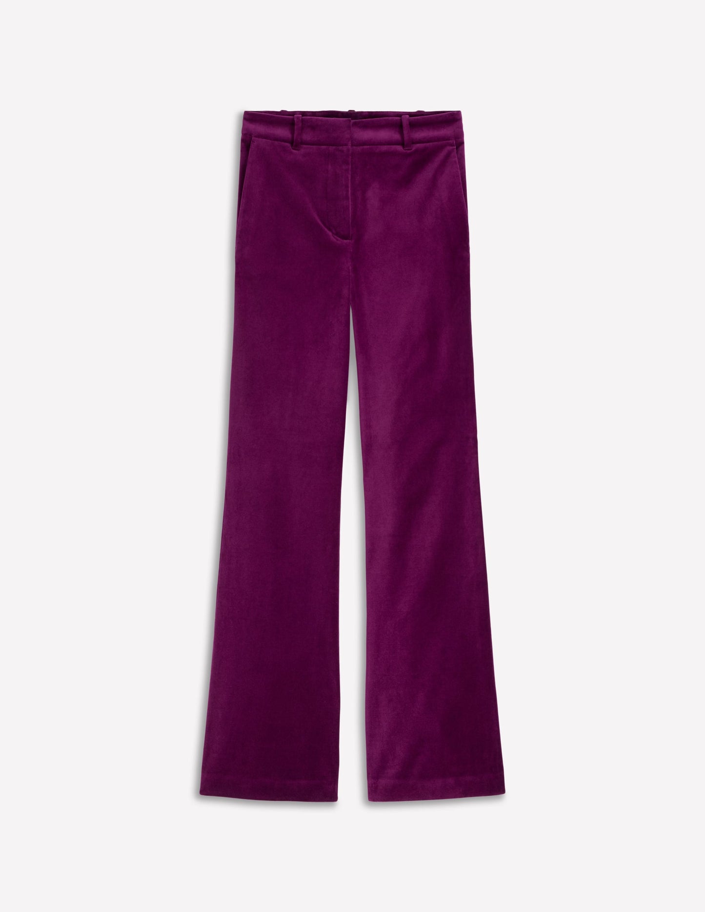 Taillierte Samthose mit Schlag-Pflaumenmarmelade
