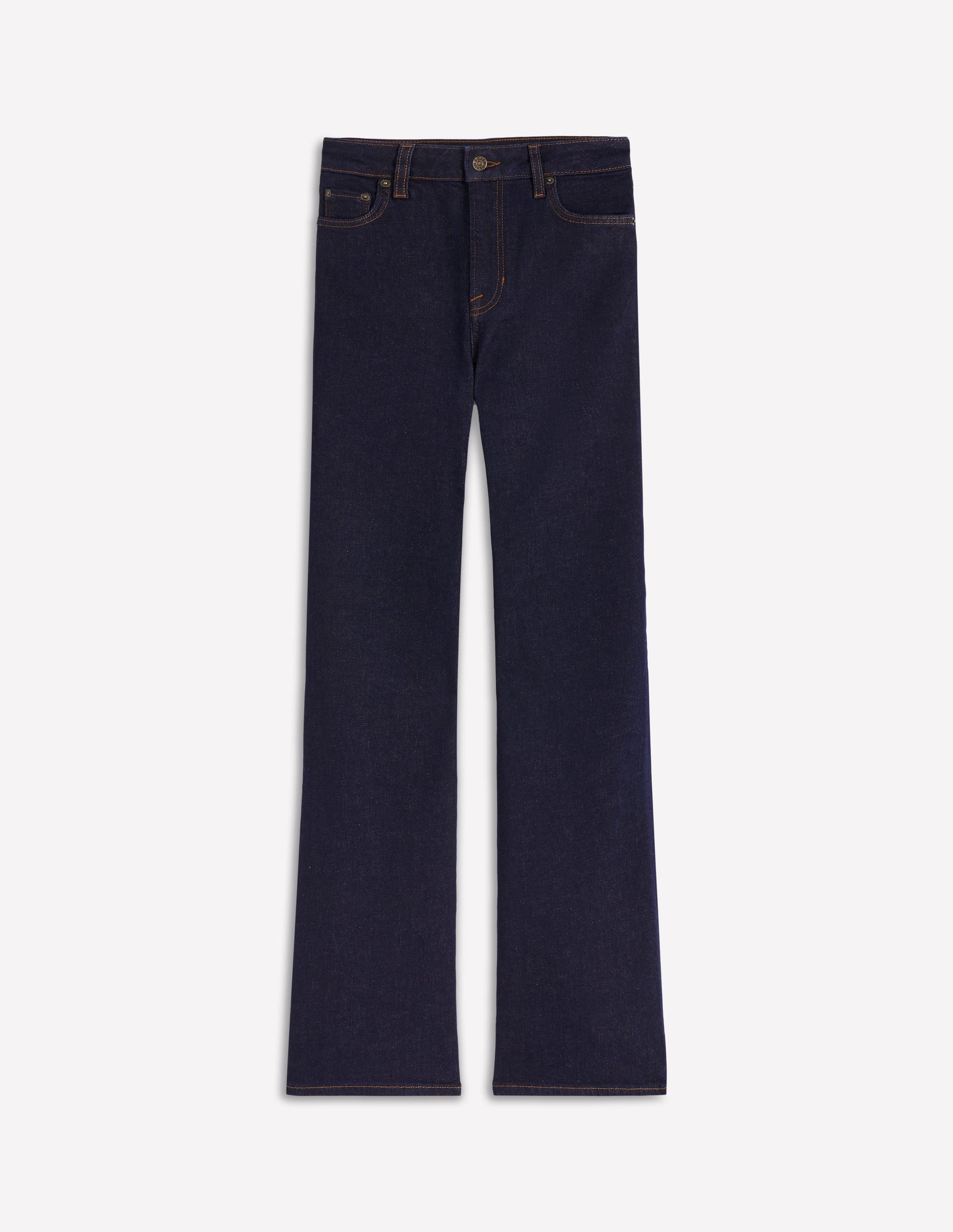 Taillierte Jeans mit hohem Bund und leichtem Schlag-Indigo-7