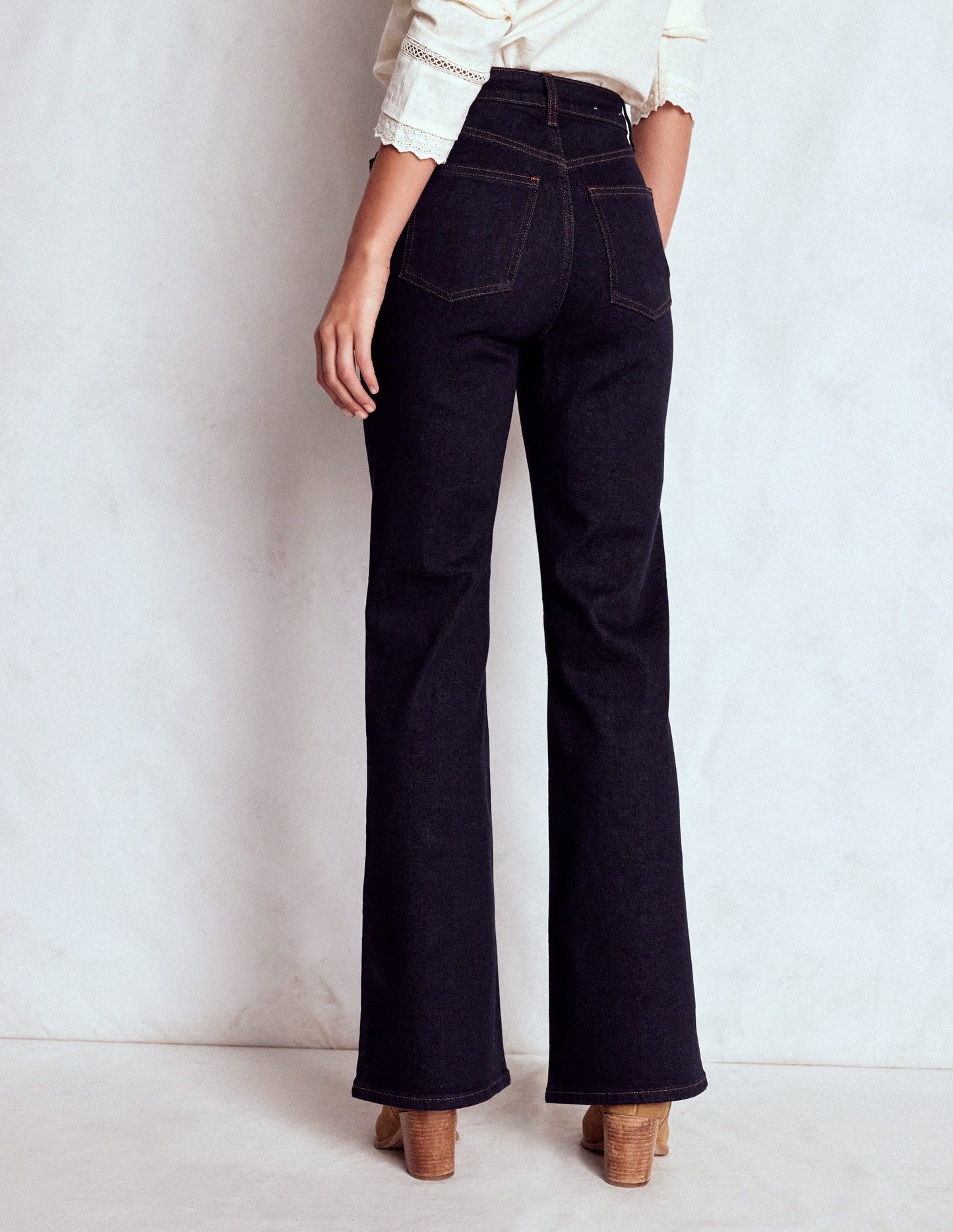 Jean taille haute ajusté-évasé-Indigo