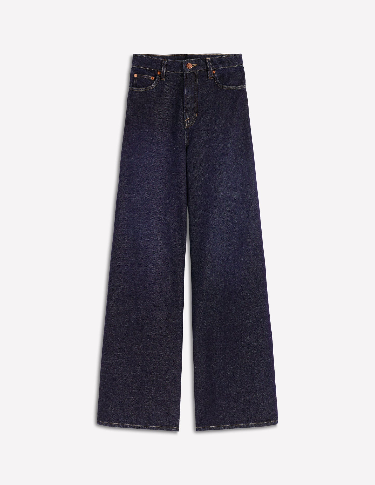 Jeans aus festem Denim mit weitem Bein-Indigo