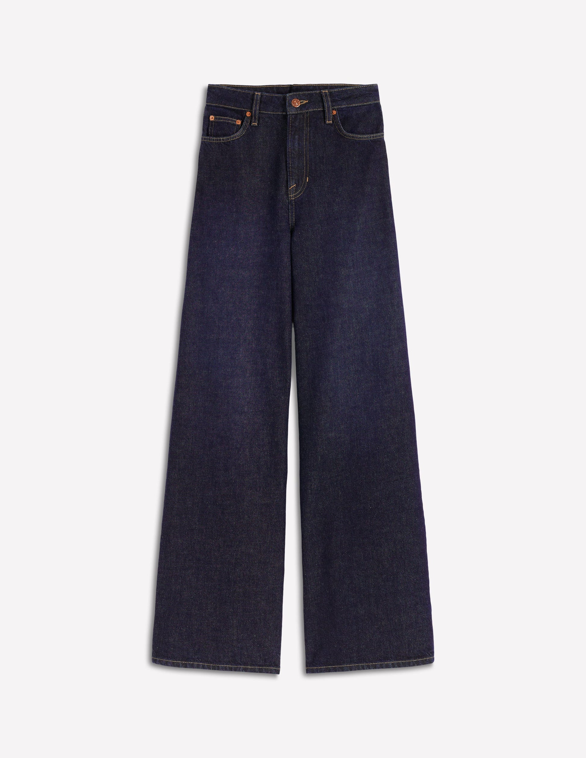 Jeans aus festem Denim mit weitem Bein-Indigo-5
