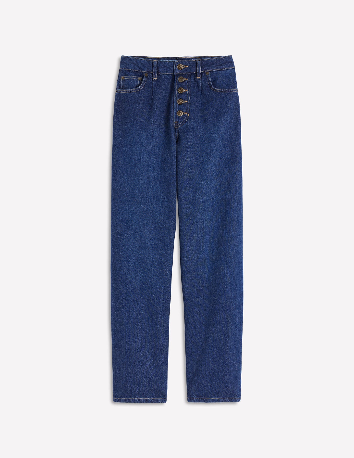 Jean droit à boutons apparents-Indigo