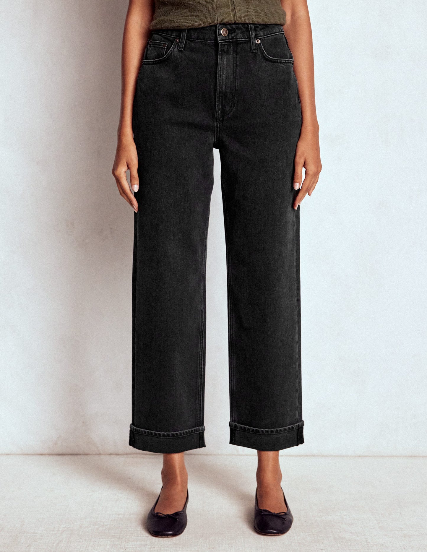 Bequeme, mittelhohe Stretch-Jeans-Verwaschenes Schwarz