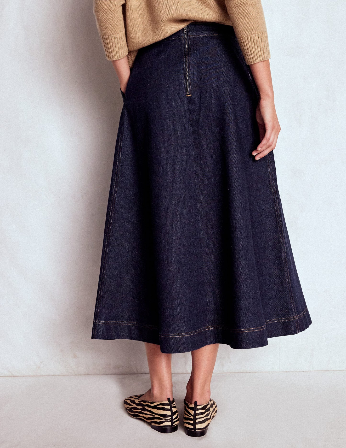 Verity Midi-Jeansrock-Indigo