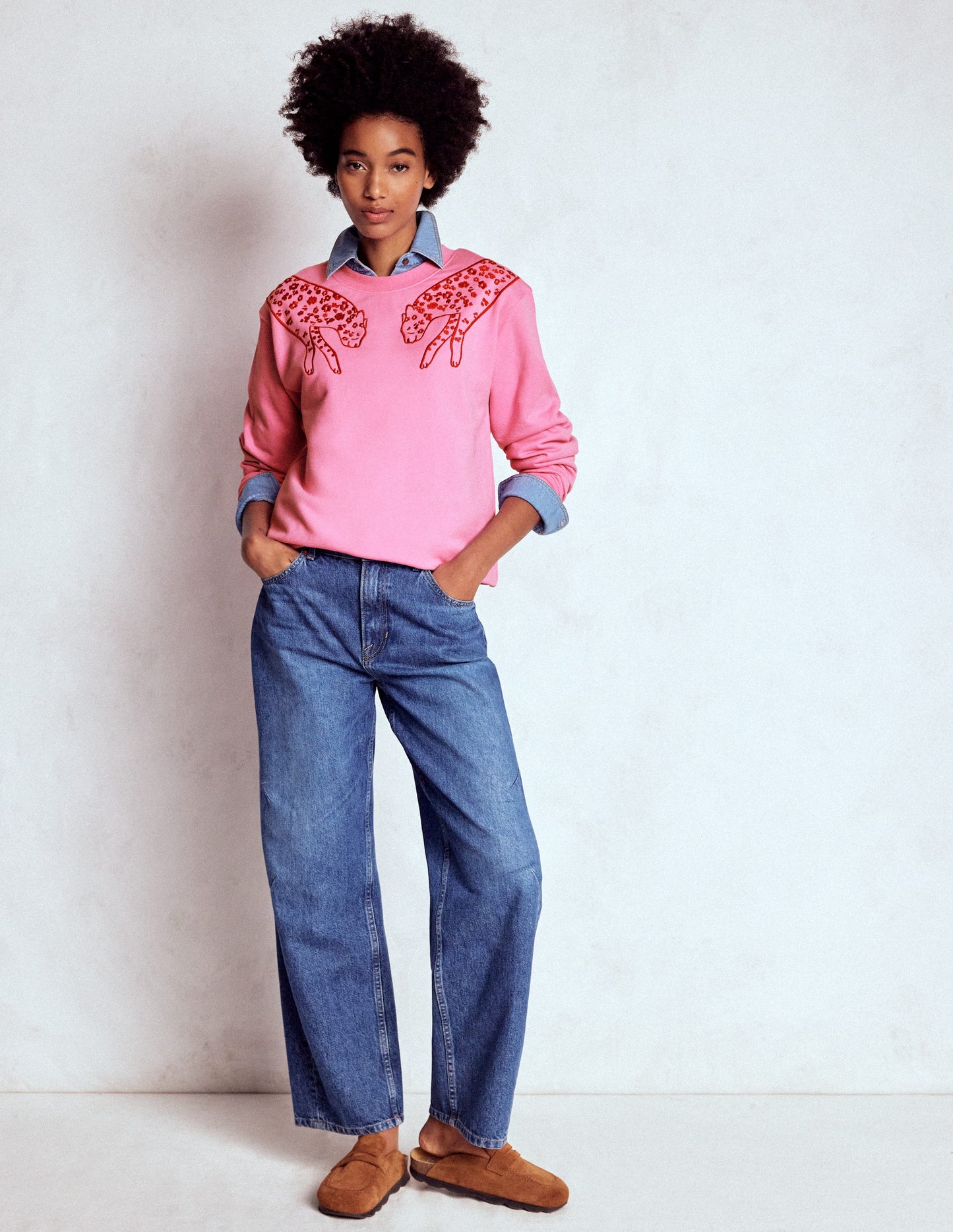 Emi Sweatshirt mit Stickerei-Leopard Stickerei