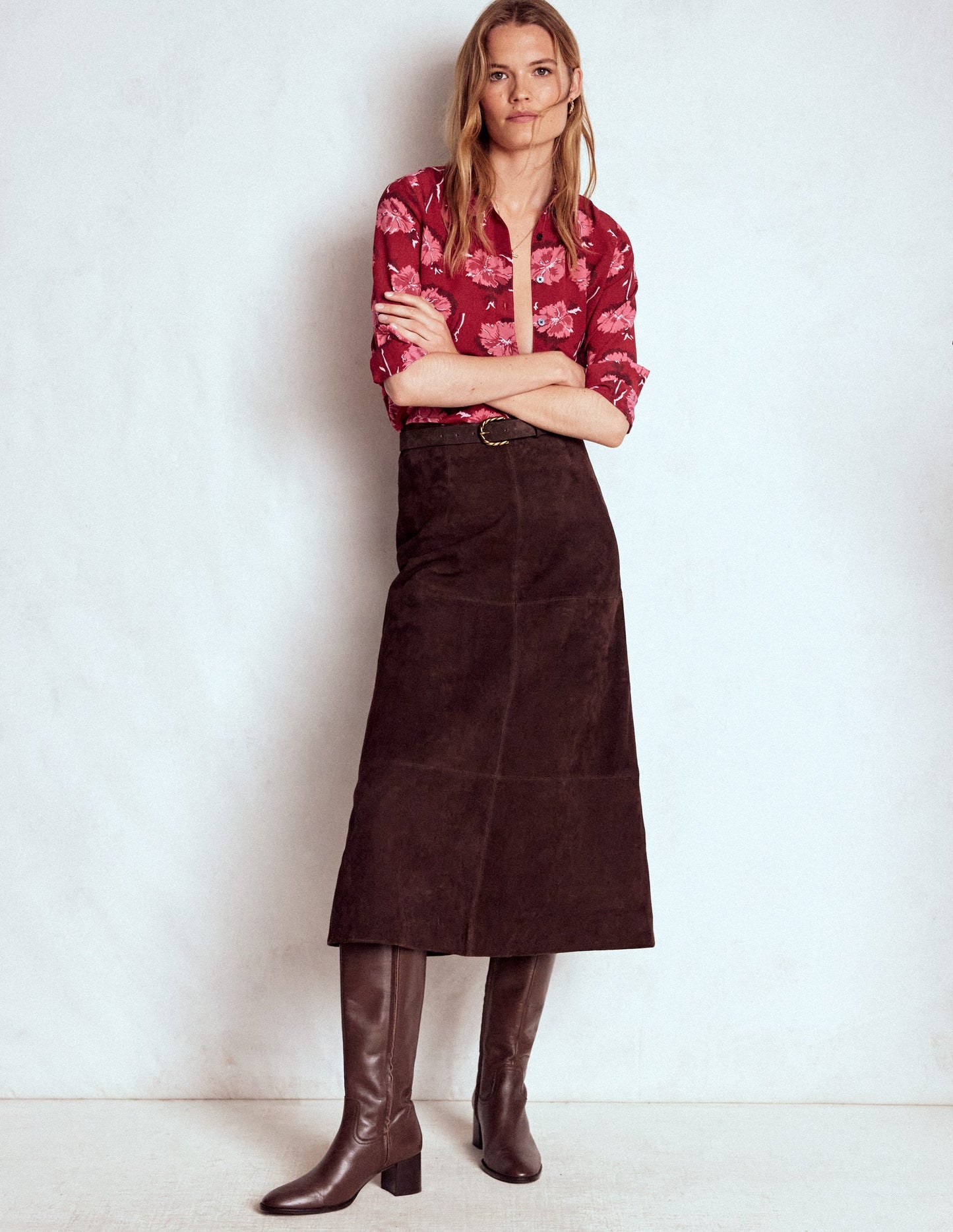 Sienna Seidenhemd-Rot, Zarte Nelke