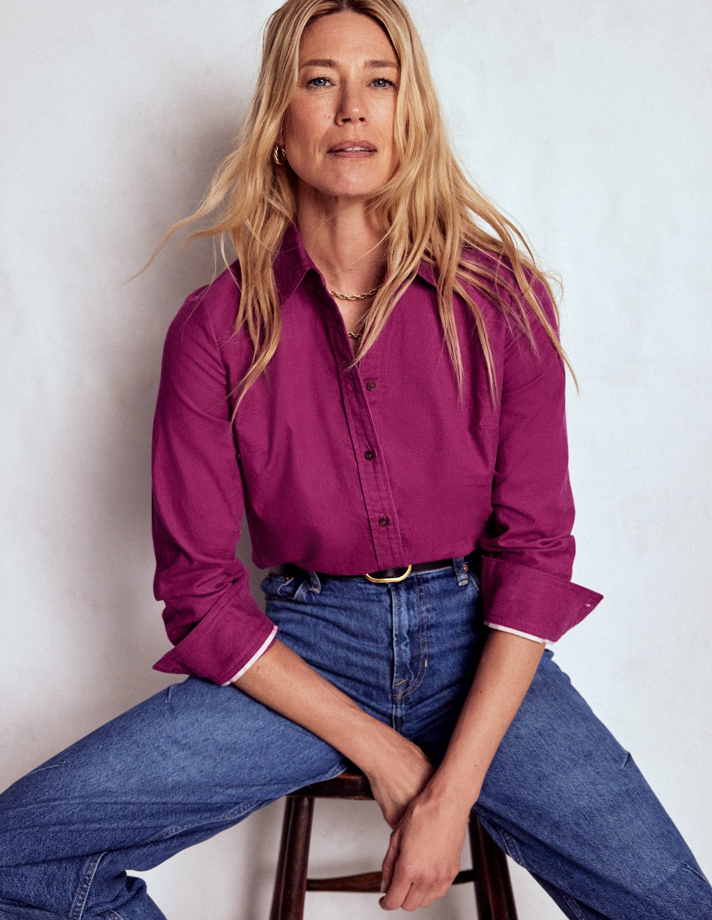 Chemise Sienna en velours côtelé-Magenta profond