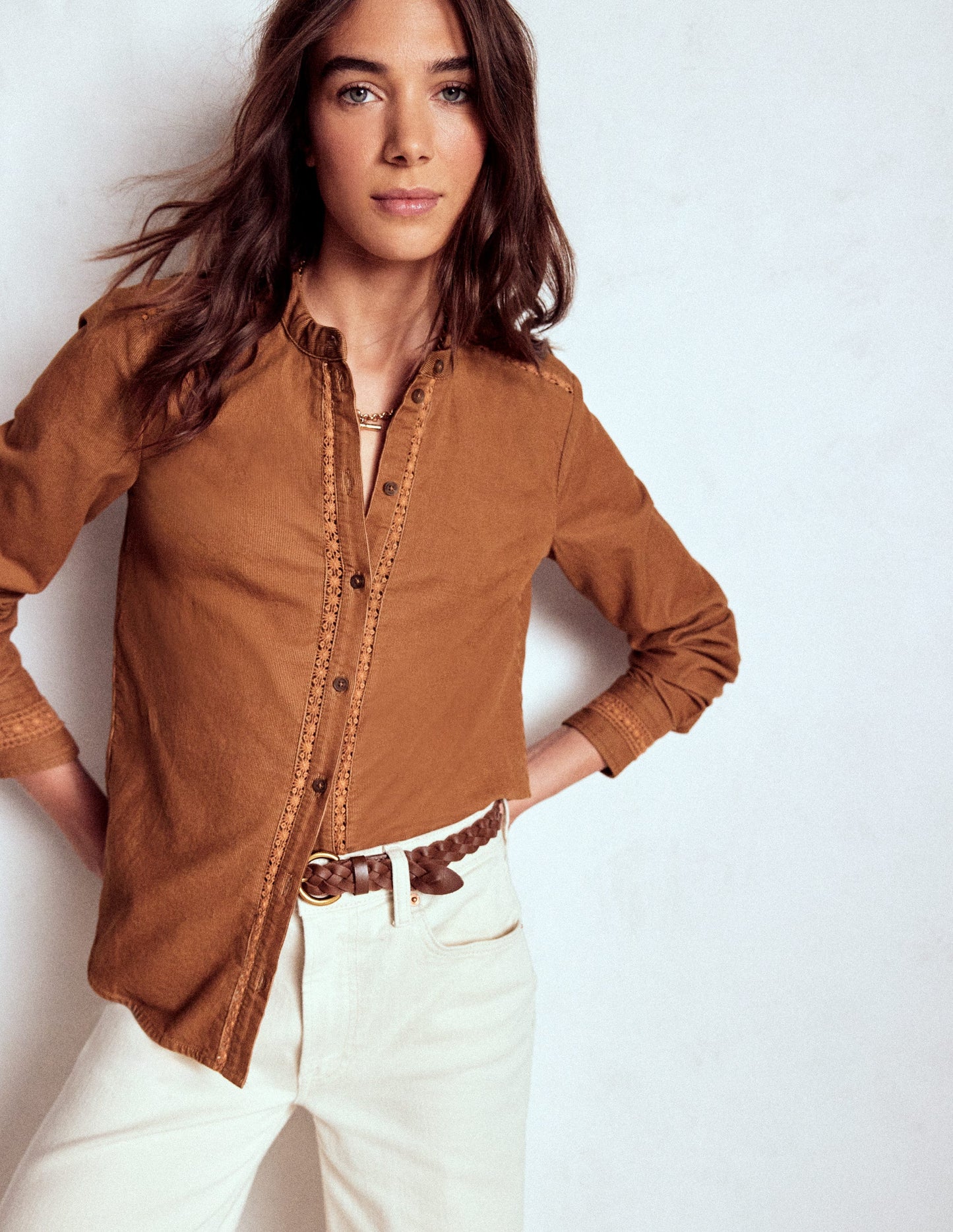 Chemise Victoria en velours côtelé-Gingembre