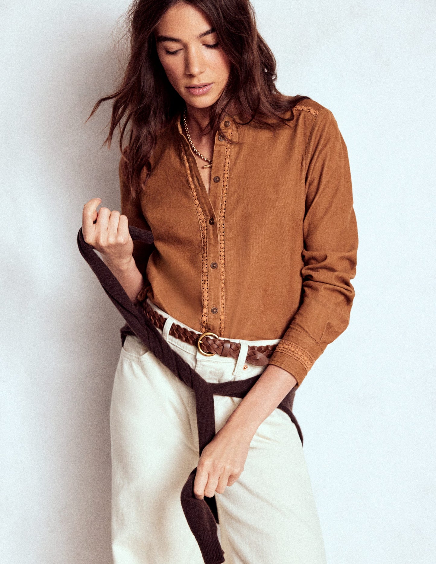 Chemise Victoria en velours côtelé-Gingembre