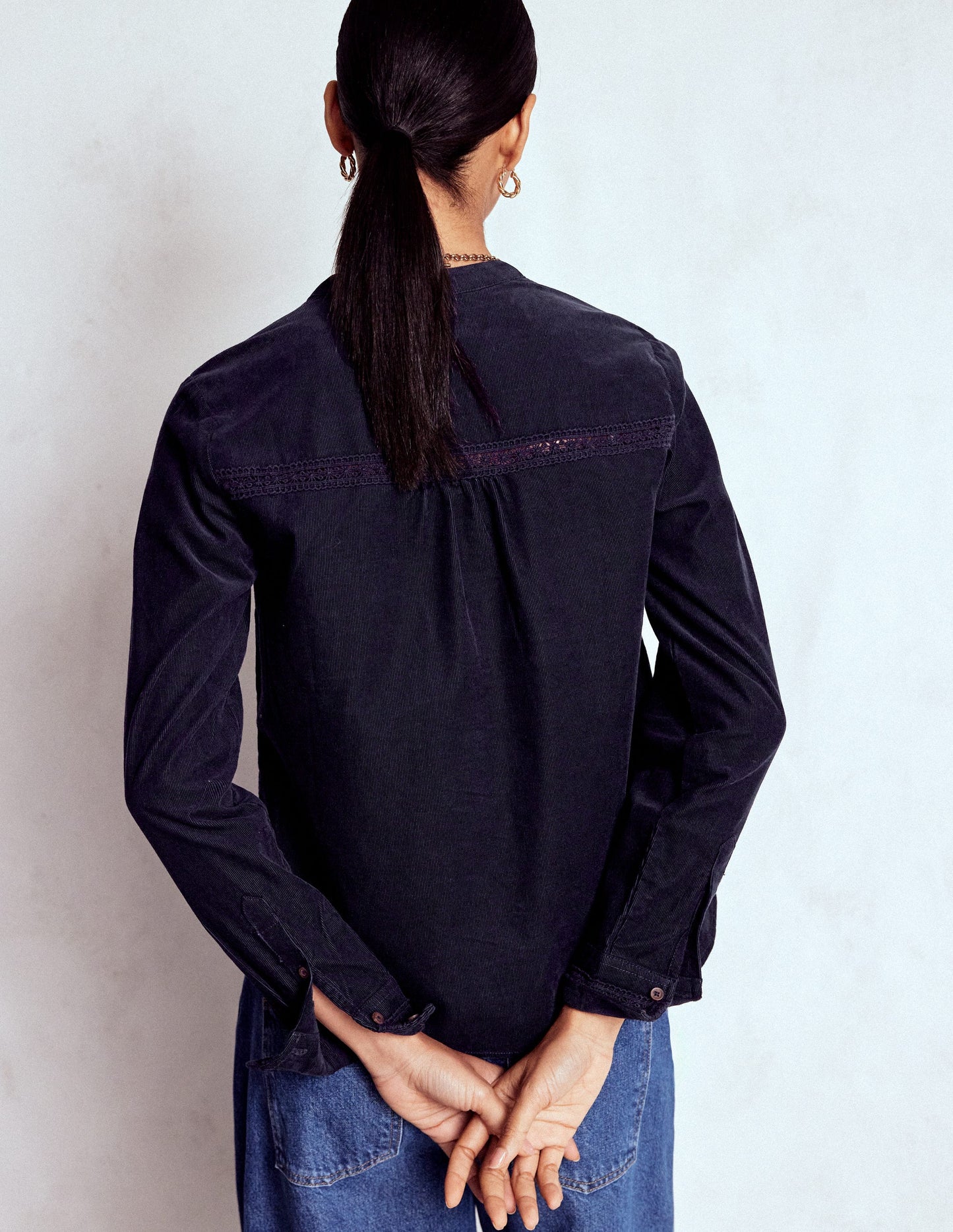 Chemise Victoria en velours côtelé-Bleu marine