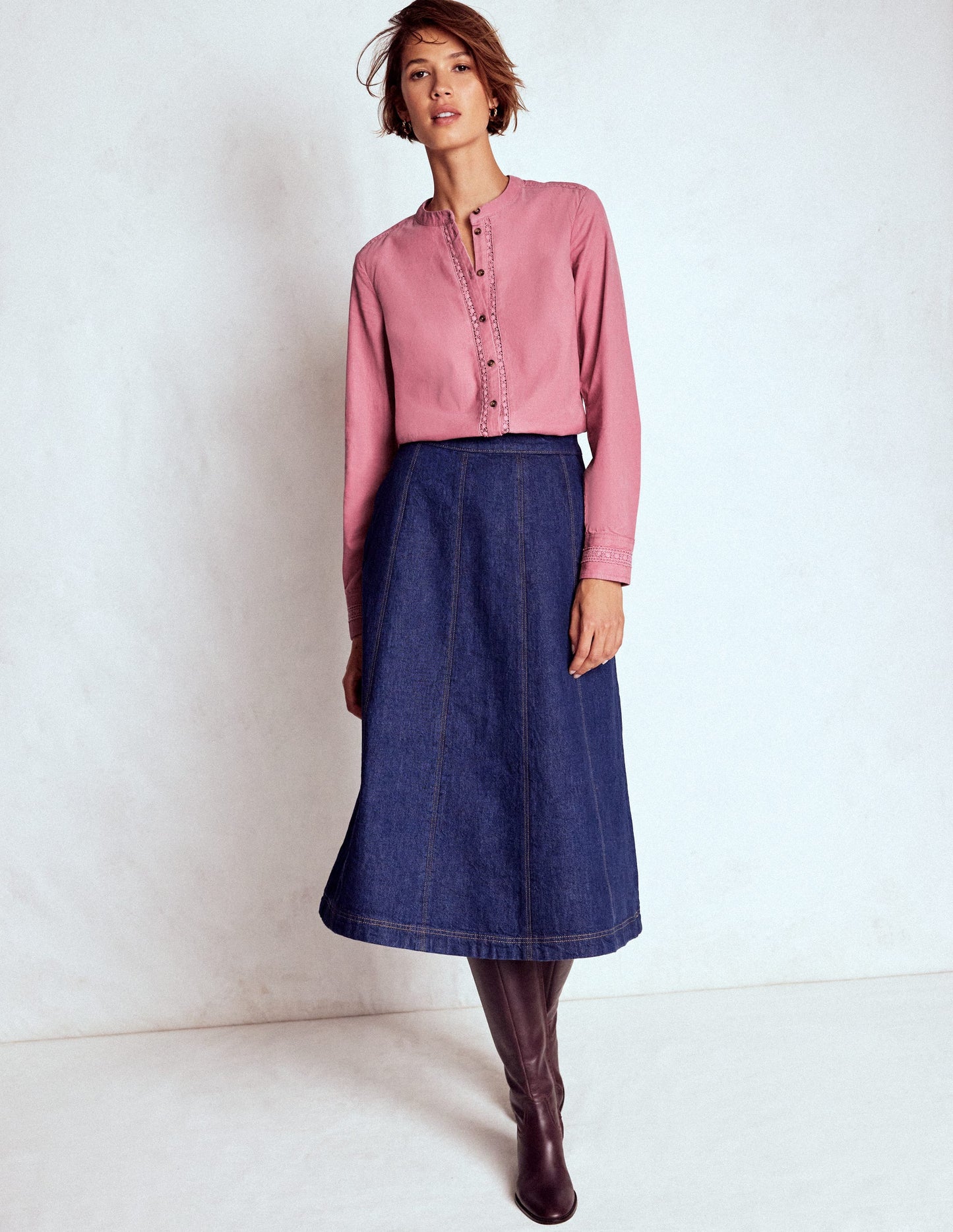 Chemise Victoria en velours côtelé-Rose rougissante