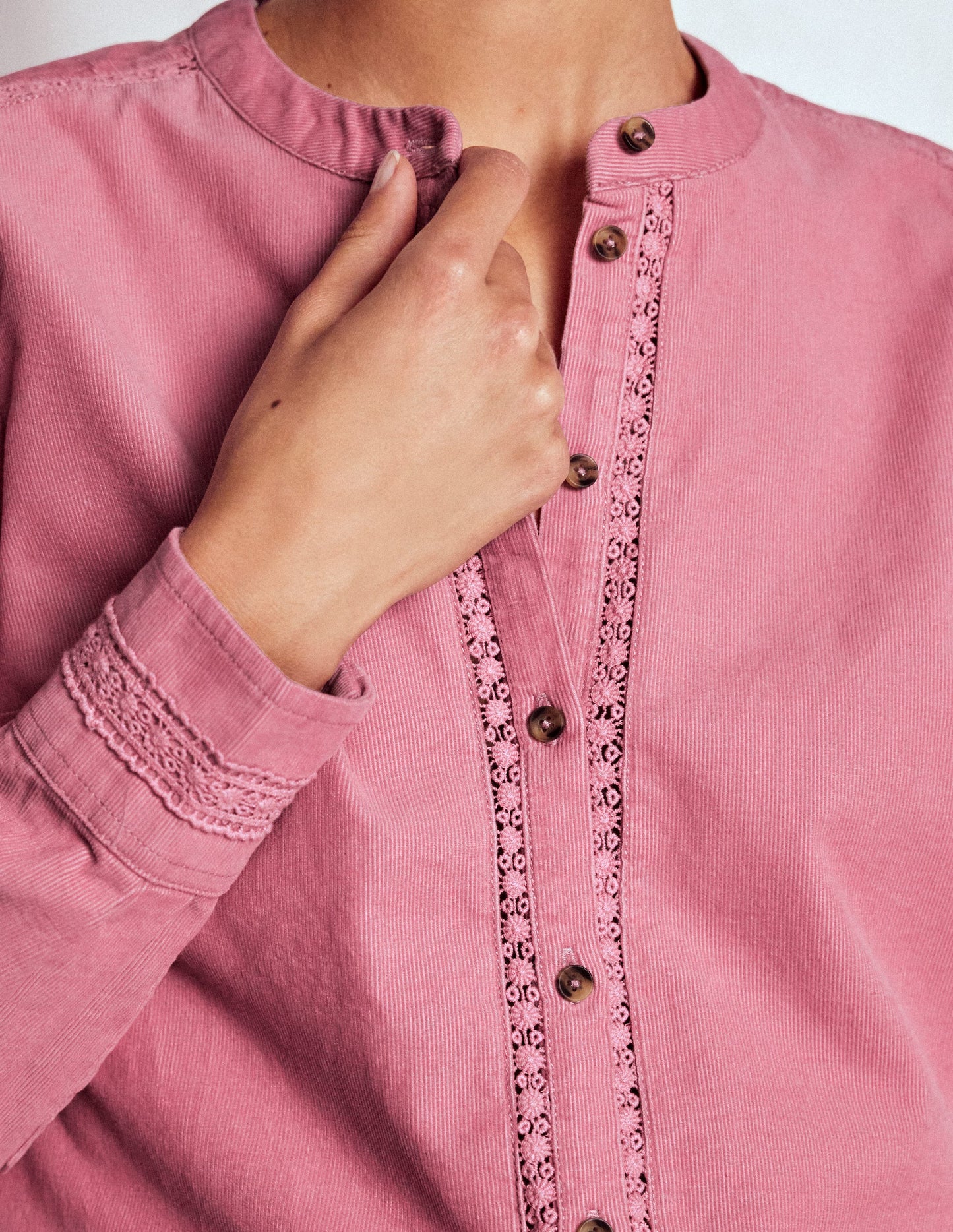 Chemise Victoria en velours côtelé-Rose rougissante