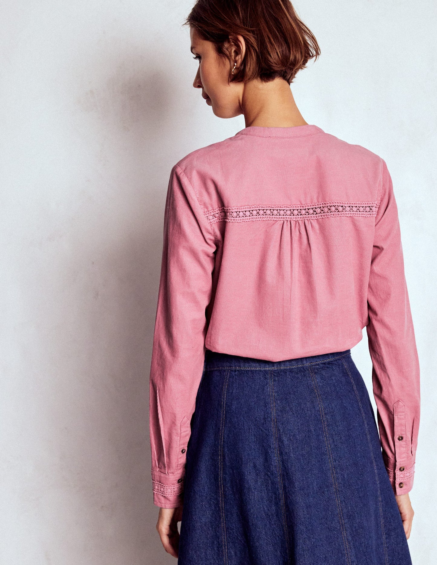 Chemise Victoria en velours côtelé-Rose rougissante