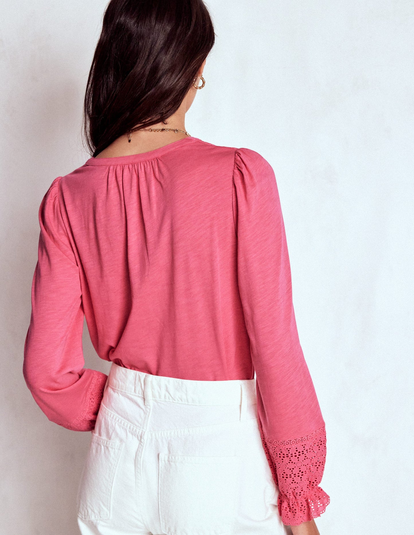 Pippa Jerseyhemd mit Lochstickerei-Animals/Stripe