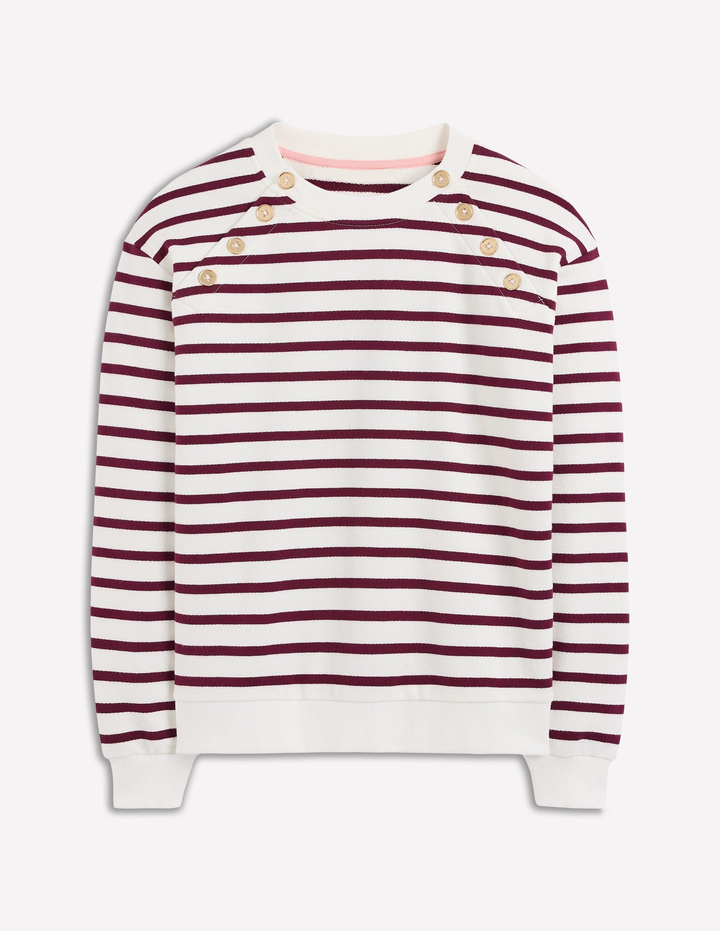 Sweatshirt mit Knopfdetail-Dunkler Blauregen, Naturweiß