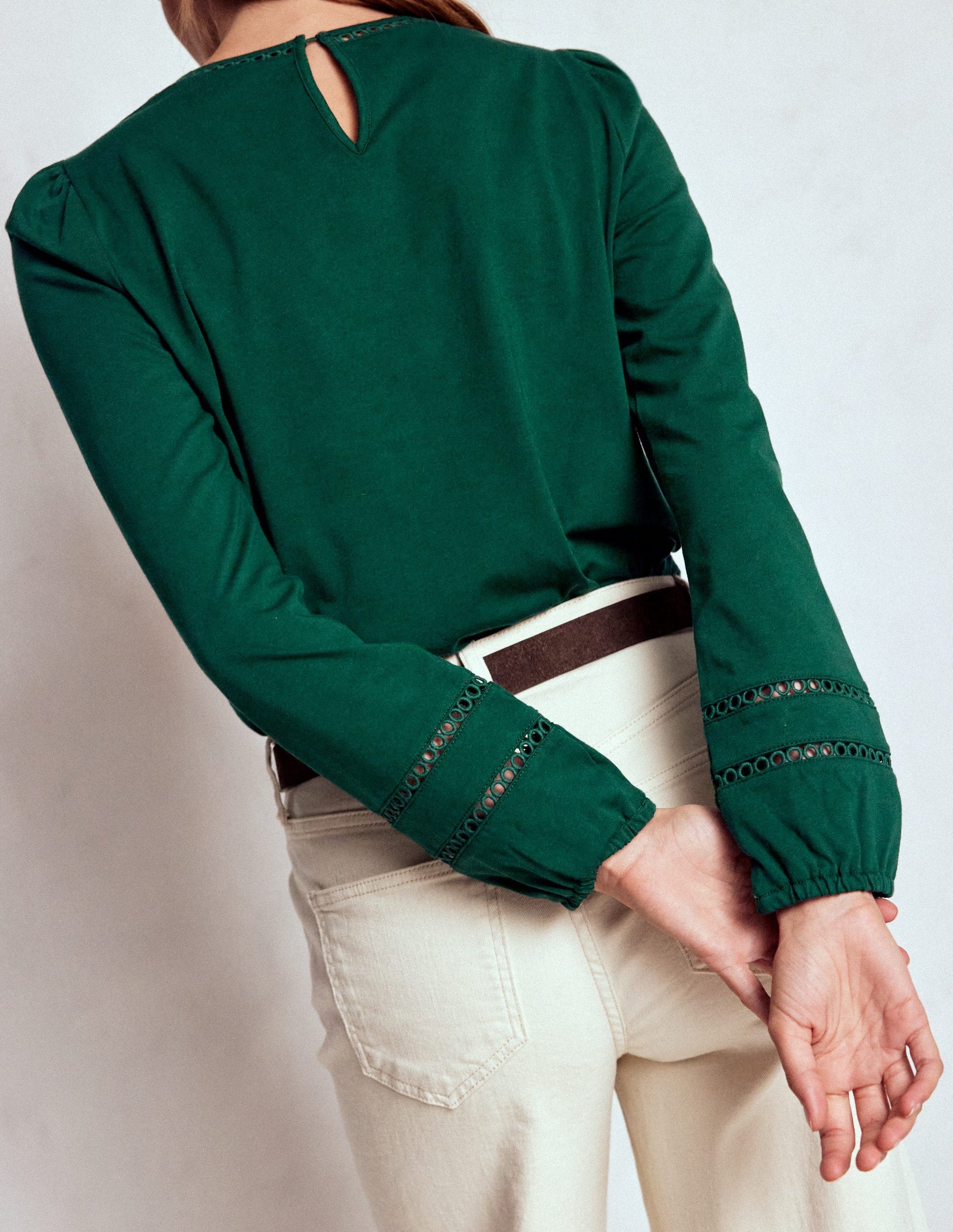 Top Flo à détails dentelle-Émeraude nocturne-3