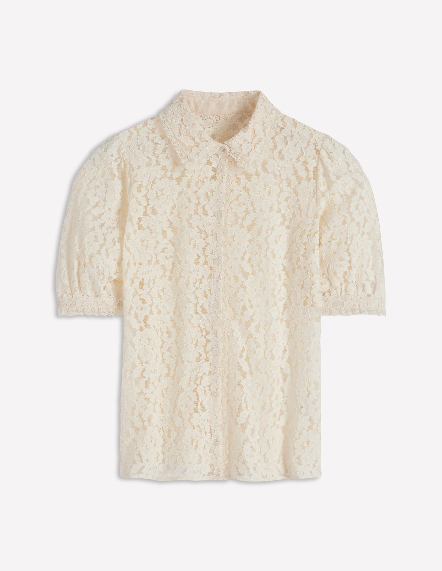 Blouse à manches courtes en dentelle-Ivoire