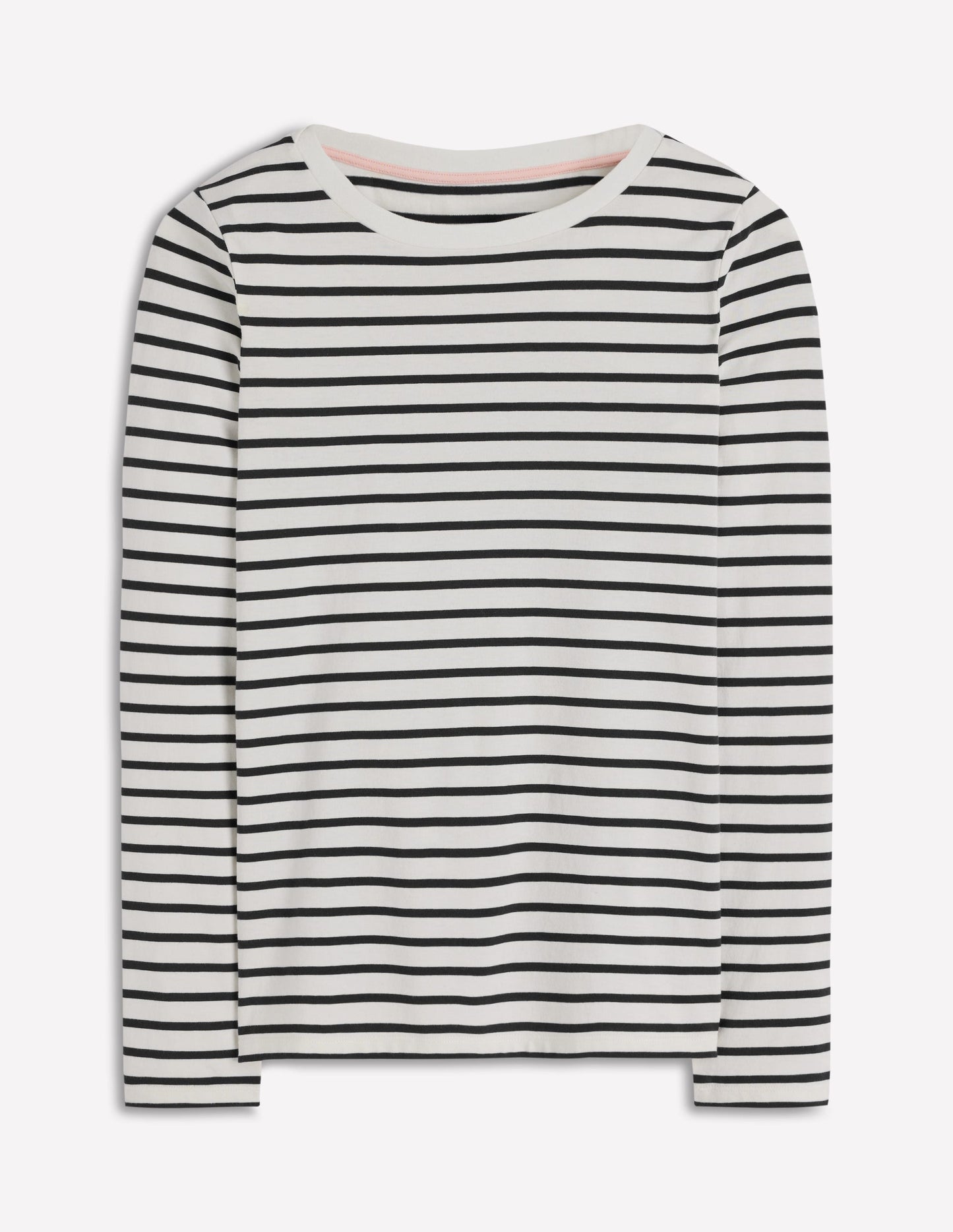 Olivia Langärmliges Bretonshirt-Naturweiß, Schwarz