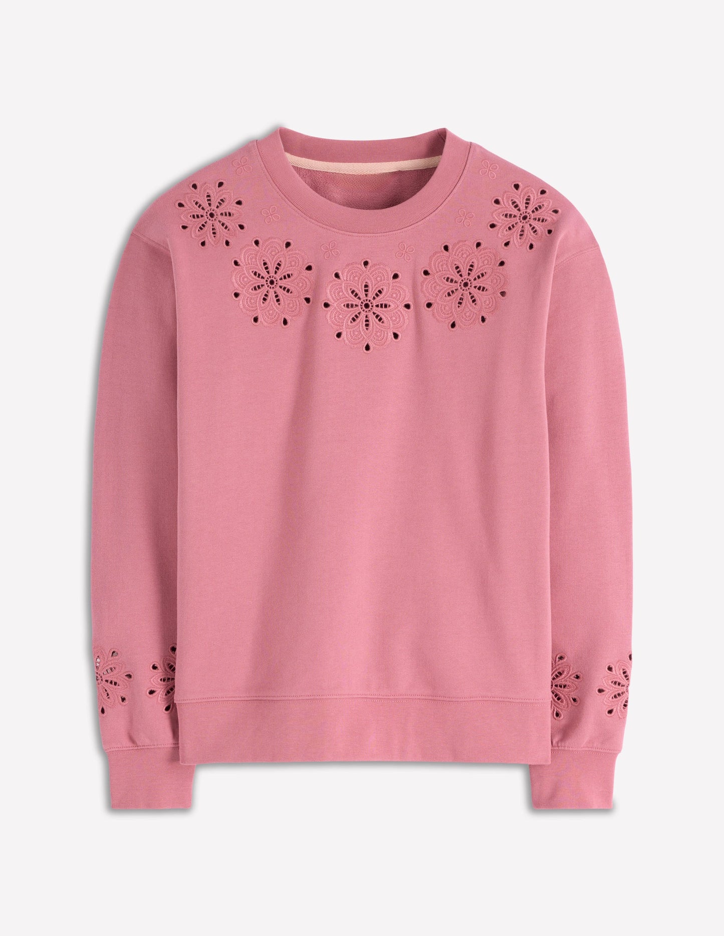 Emi Sweatshirt mit Cutwork-Design-Rosa Heide