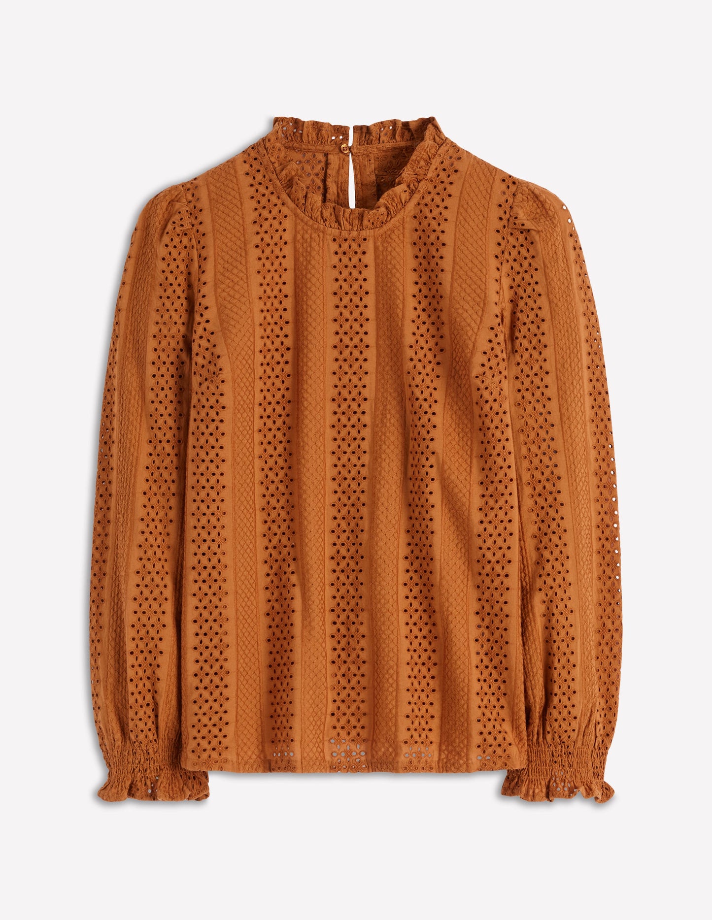 Top à volants et broderie anglaise-Jaune moutarde