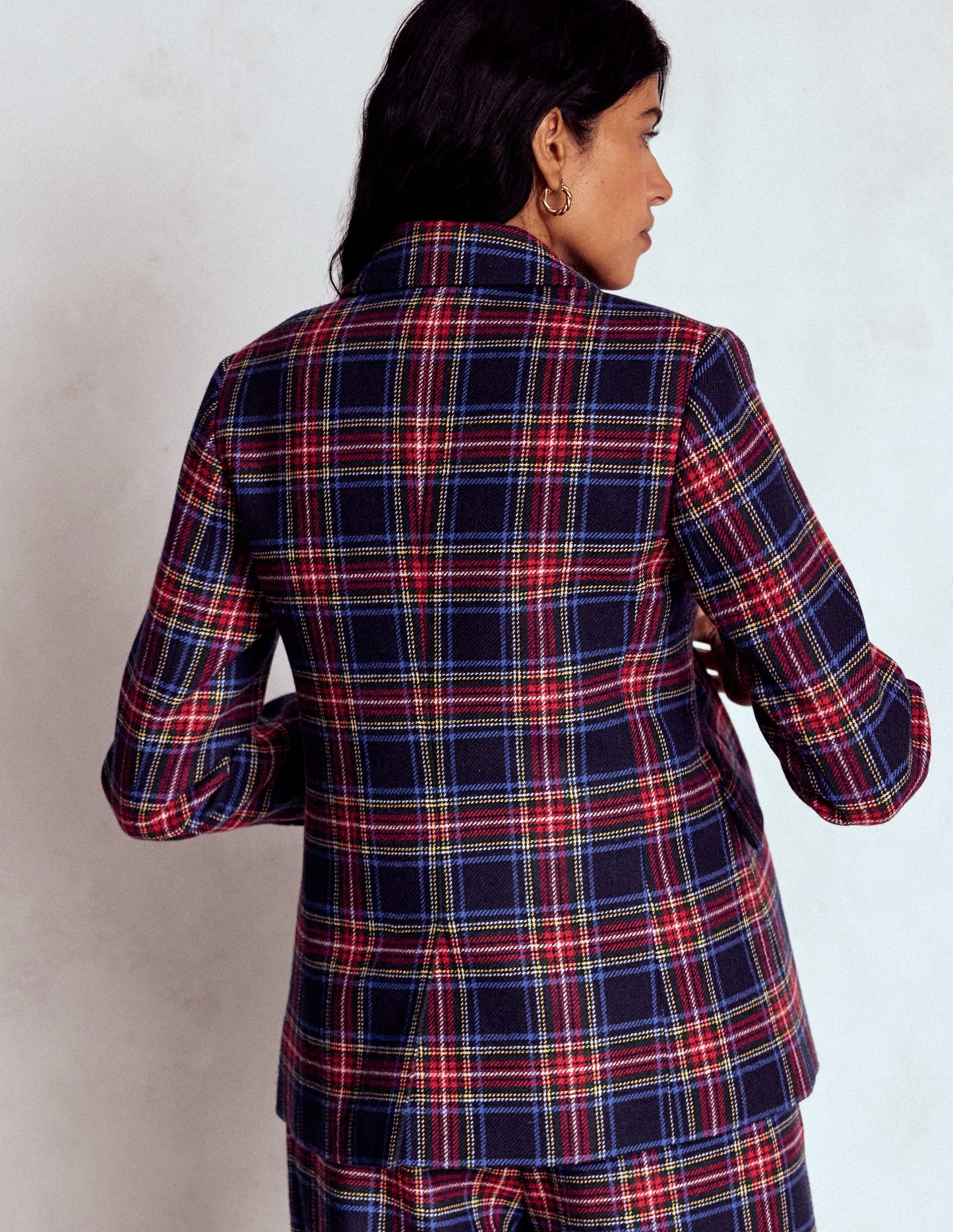Stamford Blazer aus Wollmischung-Marineblau, Grün und Rot Kariert