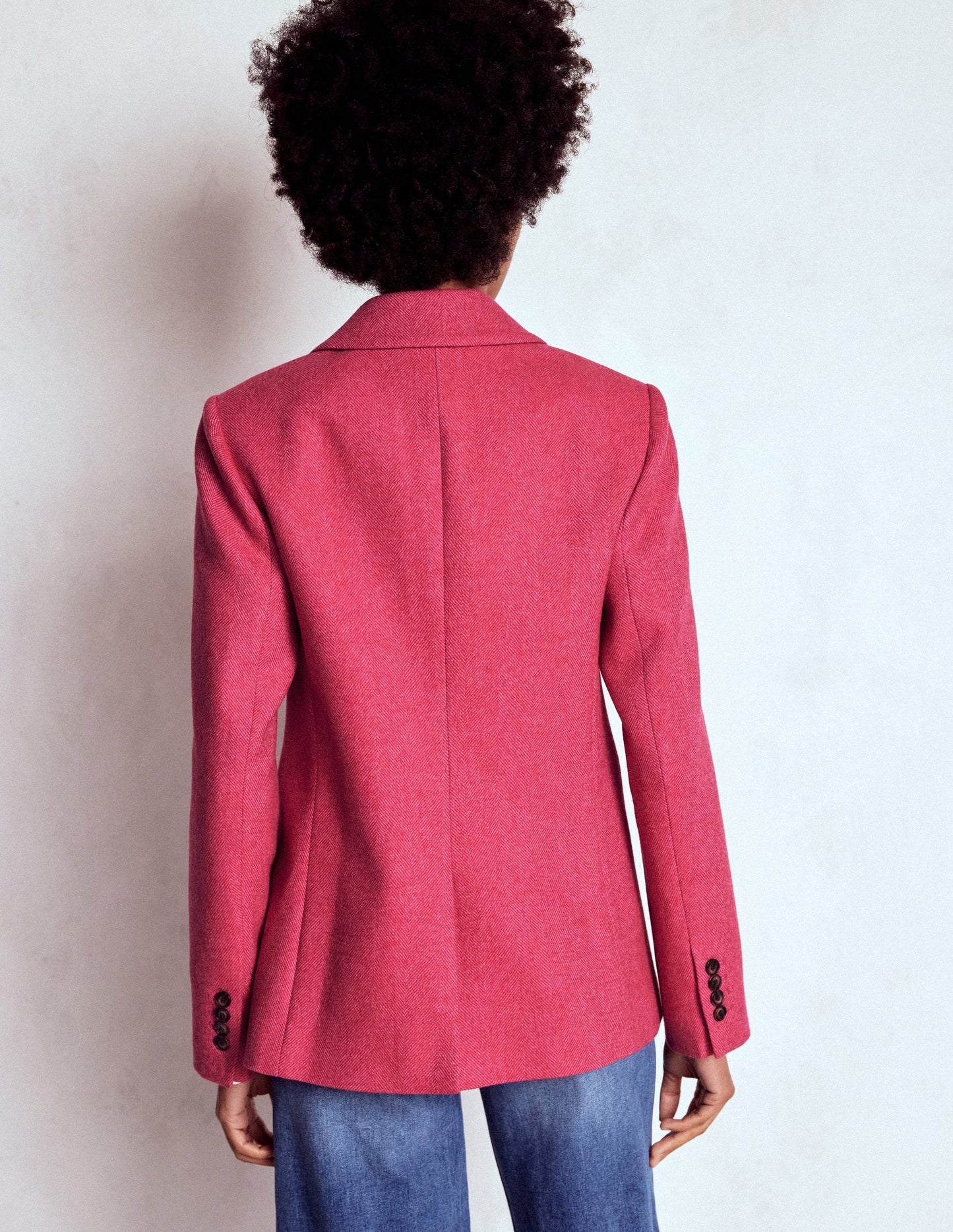 Stamford Blazer aus Wollmischung-Rosa Fischgrätenmuster