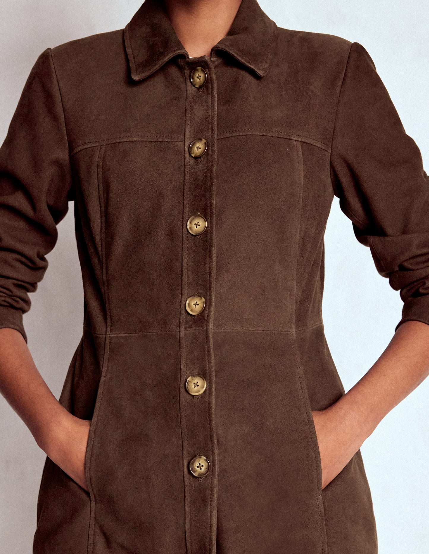 Wildlederjacke-Braunes Veloursleder