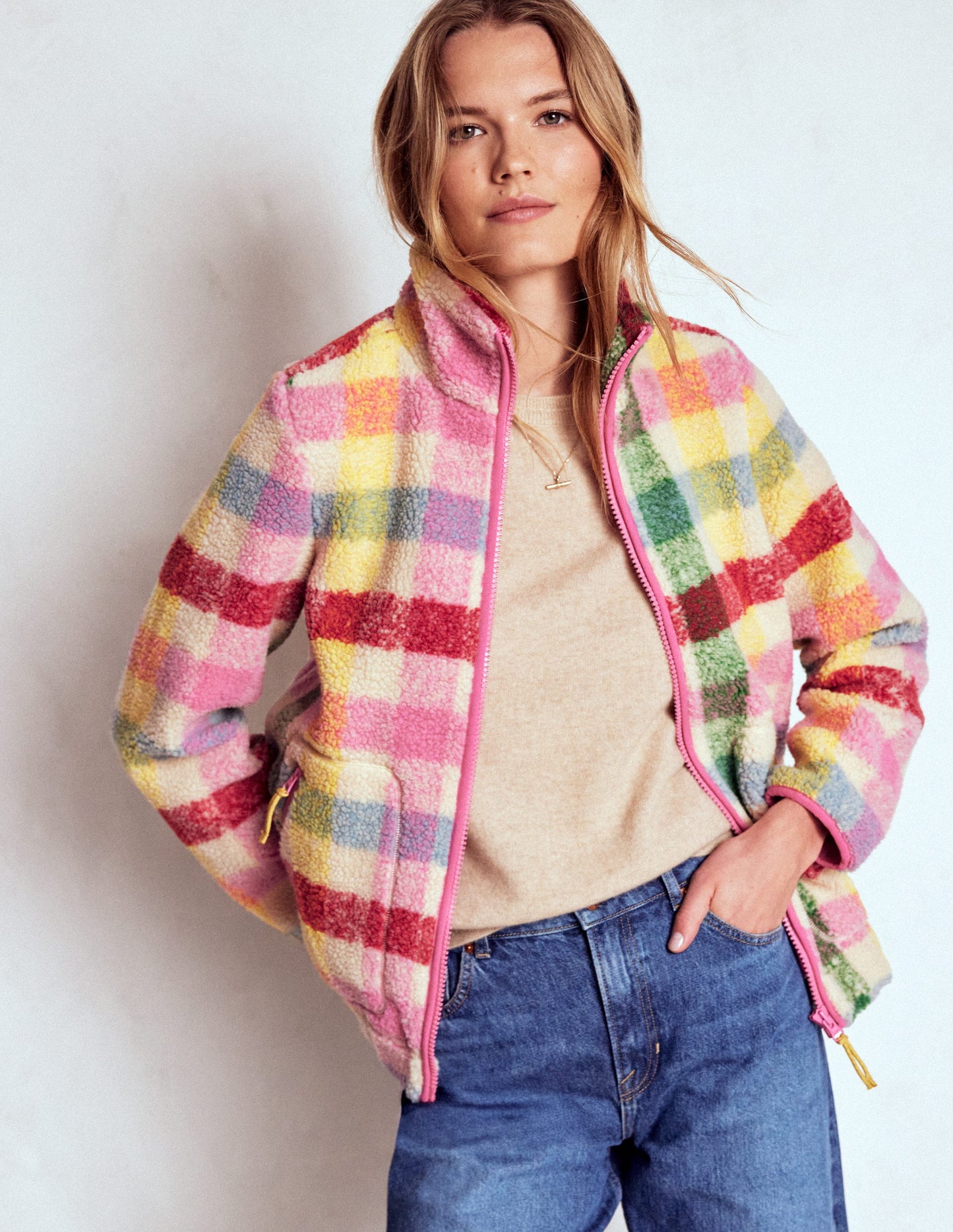 Westminster Teddyfelljacke-Bunt, Kariert