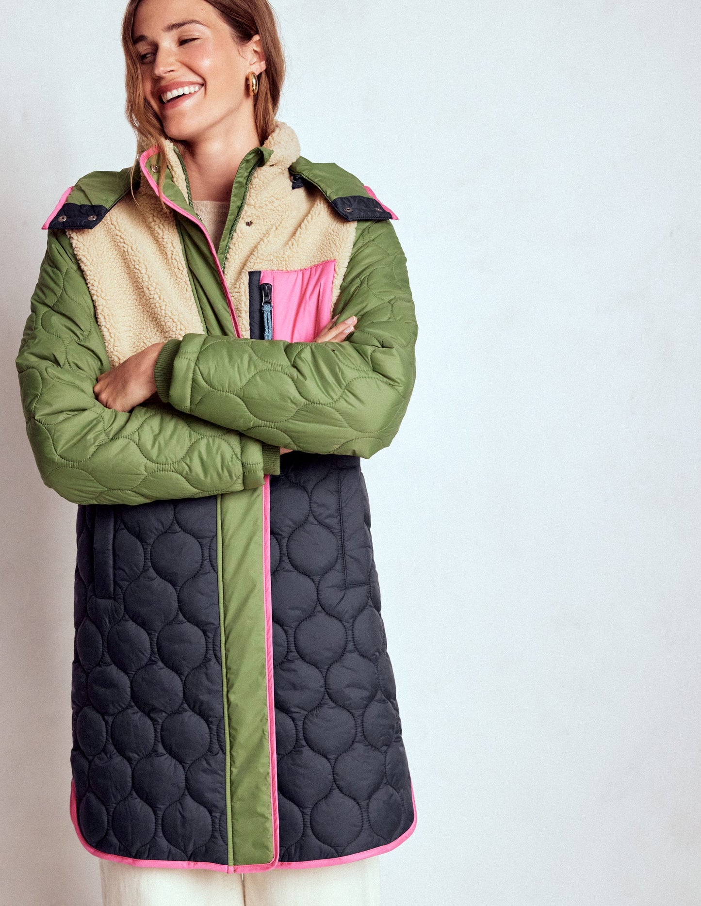 Mantel aus Teddyfell-Mix-Bunt Teddyfell