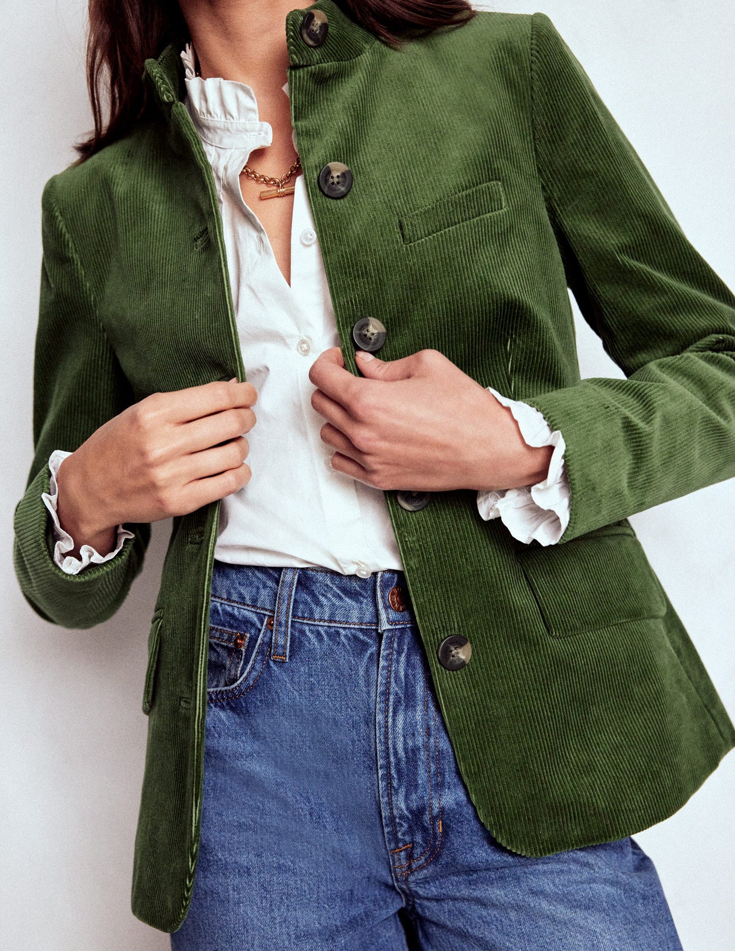 Cordjacke im Militärstil-Farn